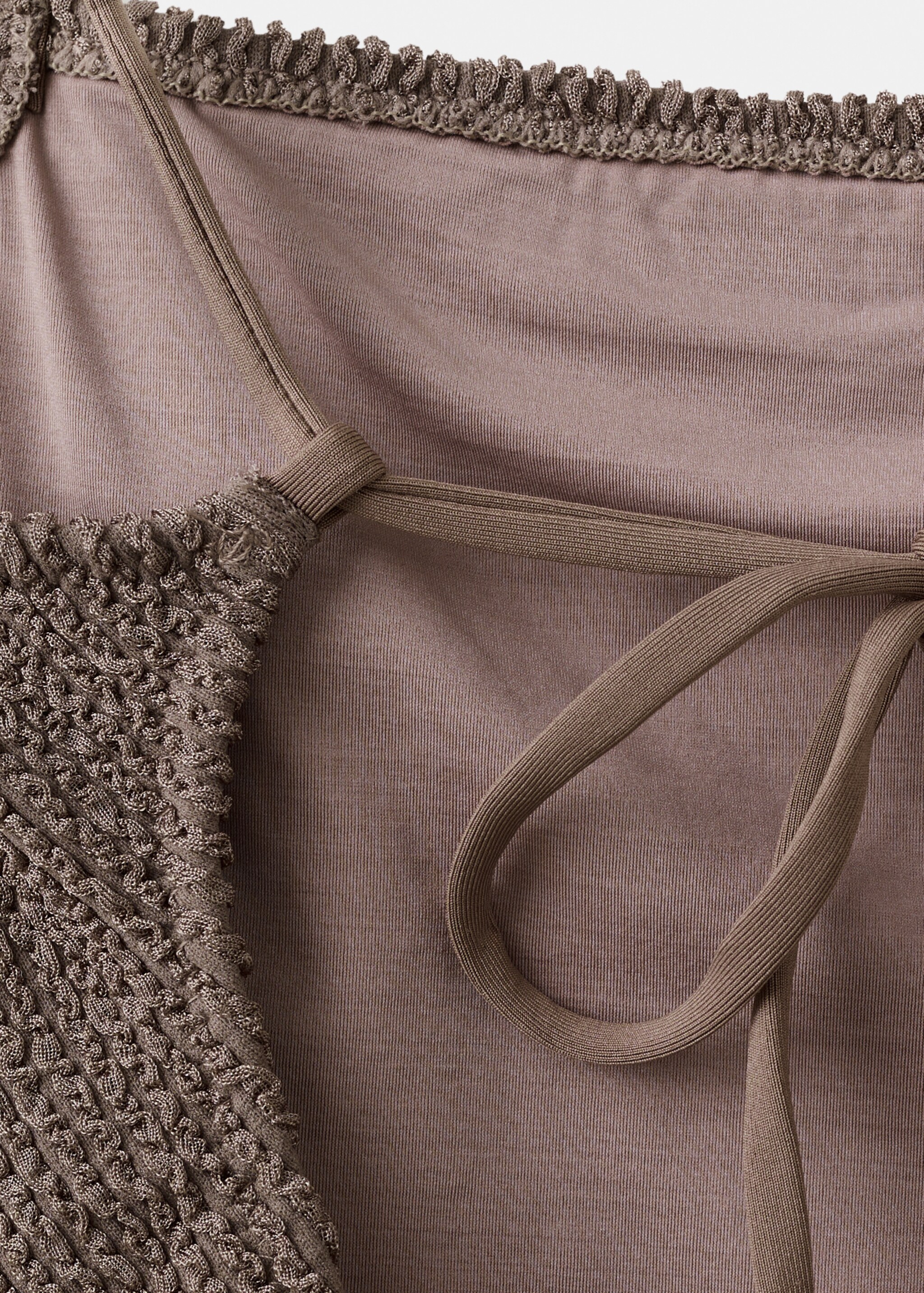 Textured swimsuit with straps - Details of the article 0, Light/Pastel Brown. Ref: 27066736-00.