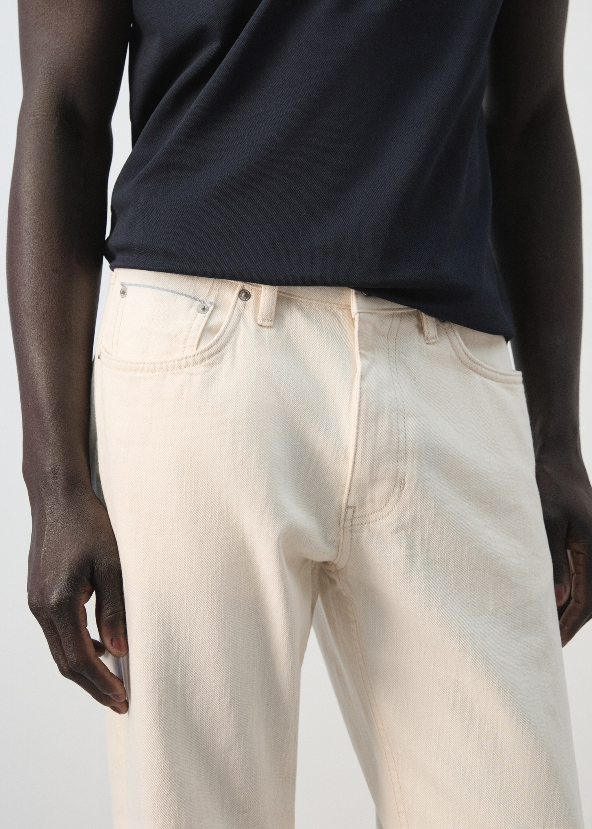 Jeans 100% algodón regular fit cropped - Detalle del artículo 1, Blanco roto. Ref: 27066739-00.