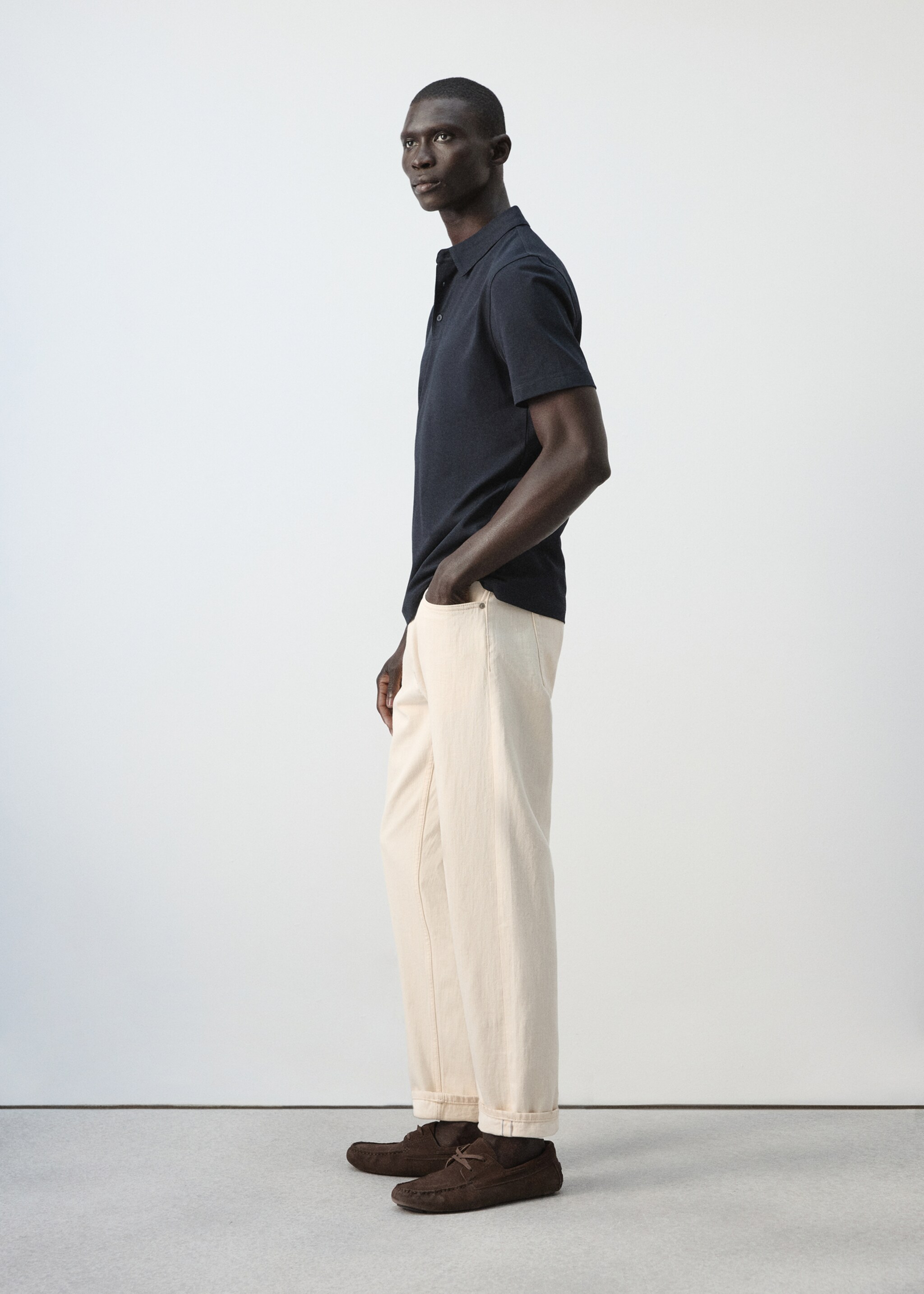 Jeans 100% algodón regular fit cropped - Detalle del artículo 2, Blanco roto. Ref: 27066739-00.