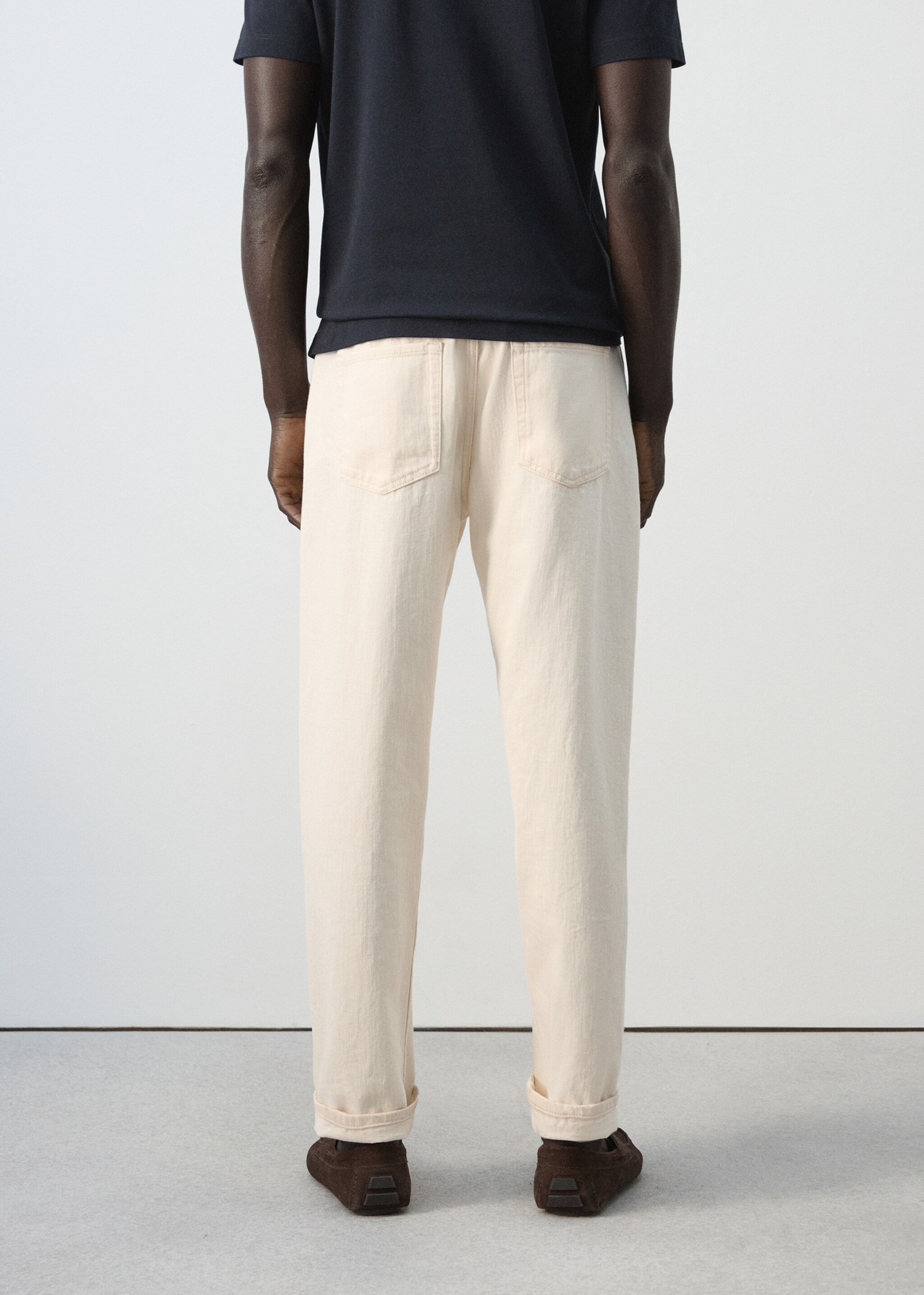 Jeans 100% algodón regular fit cropped - Reverso del artículo, Blanco roto. Ref: 27066739-00.