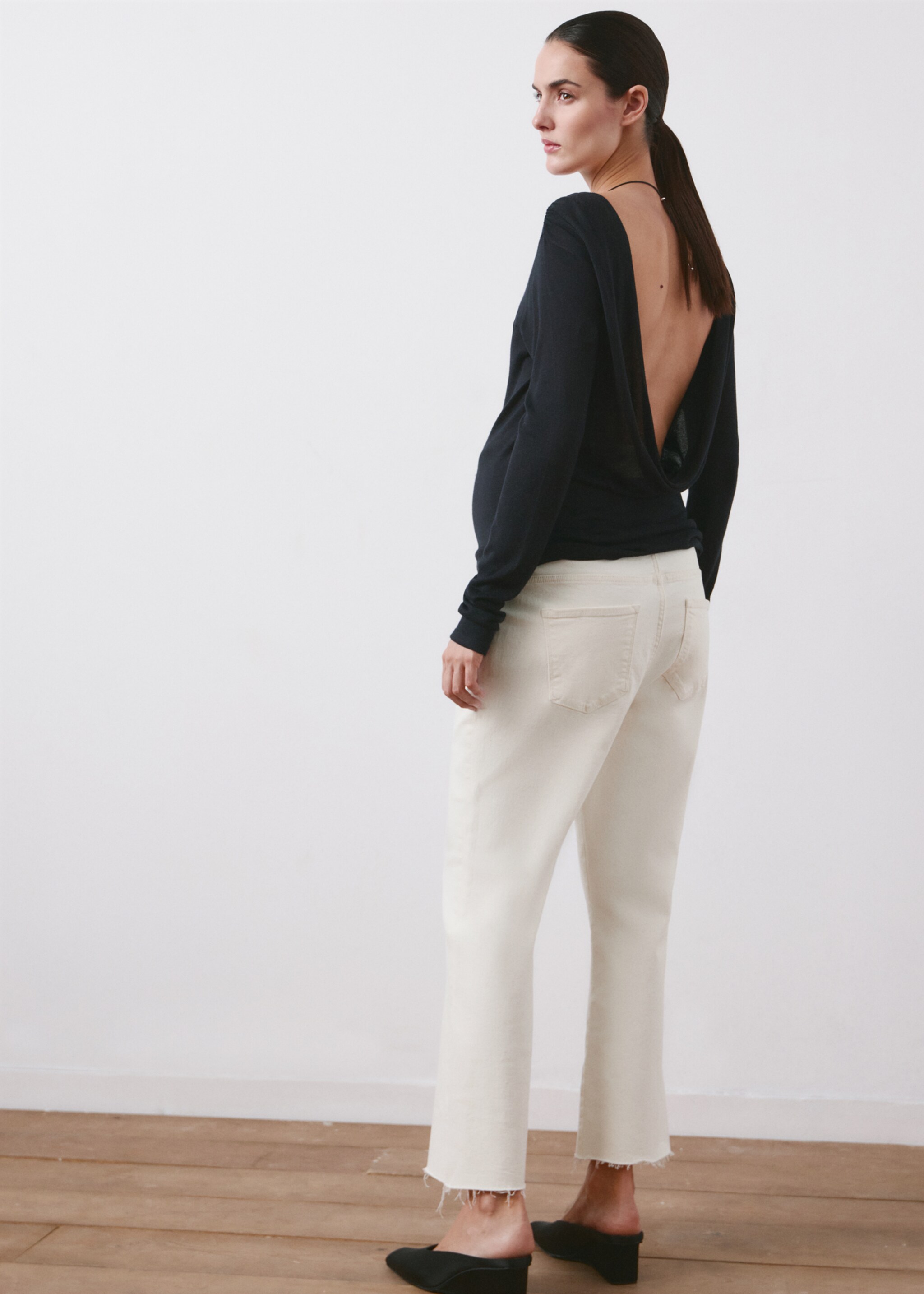 Maternity flared cropped jeans - Reverse of the article, Off White. Ref: 27066741-00.