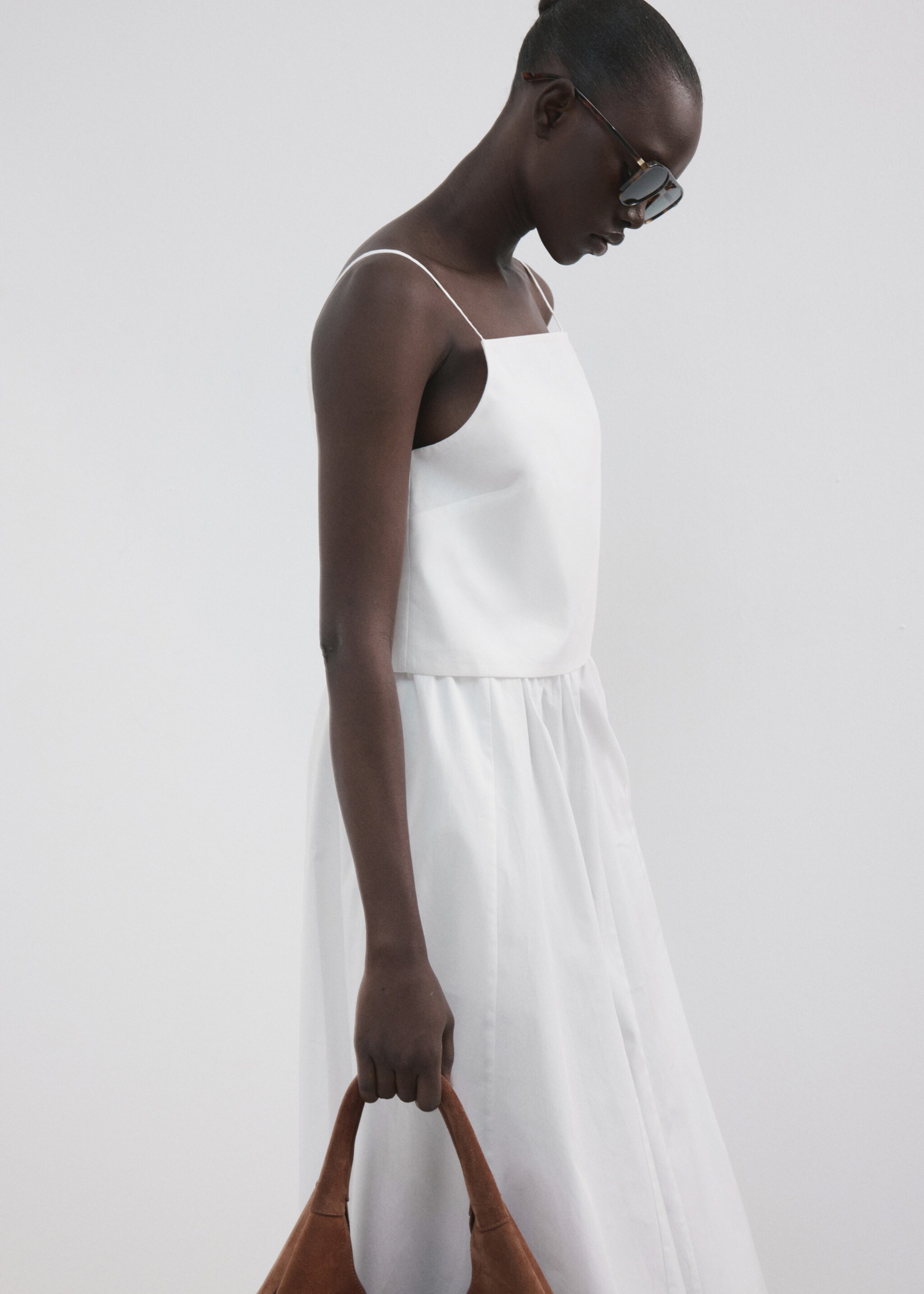 Crop top coton - Plan moyen, Blanc. Ref: 27066751-00.