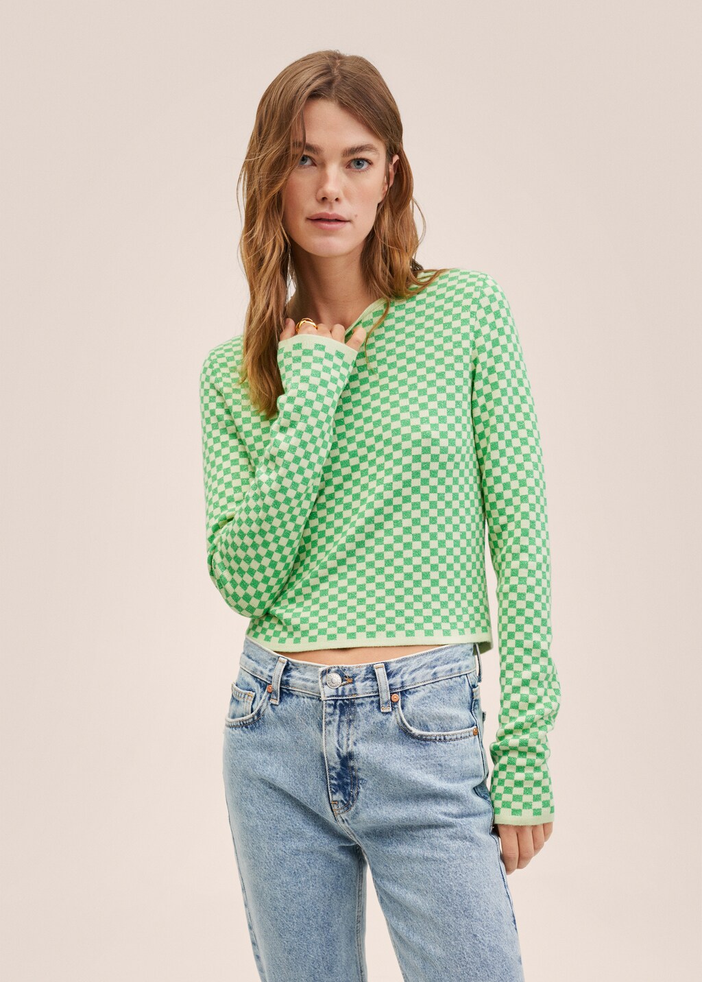 Pull over maille carreaux