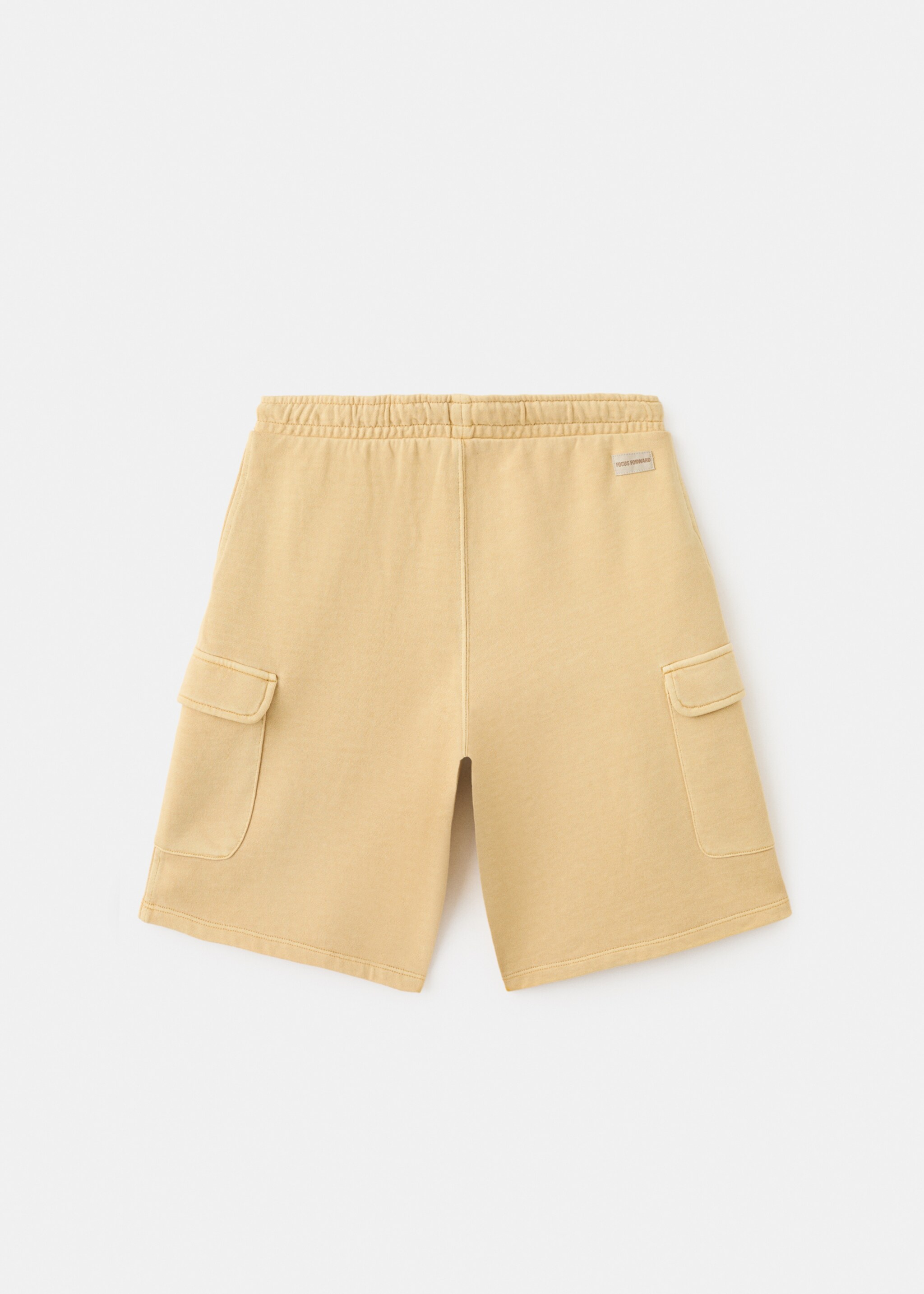 Drawstring cargo Bermuda shorts - Reverse of the article, Mustard. Ref: 27067136-00.