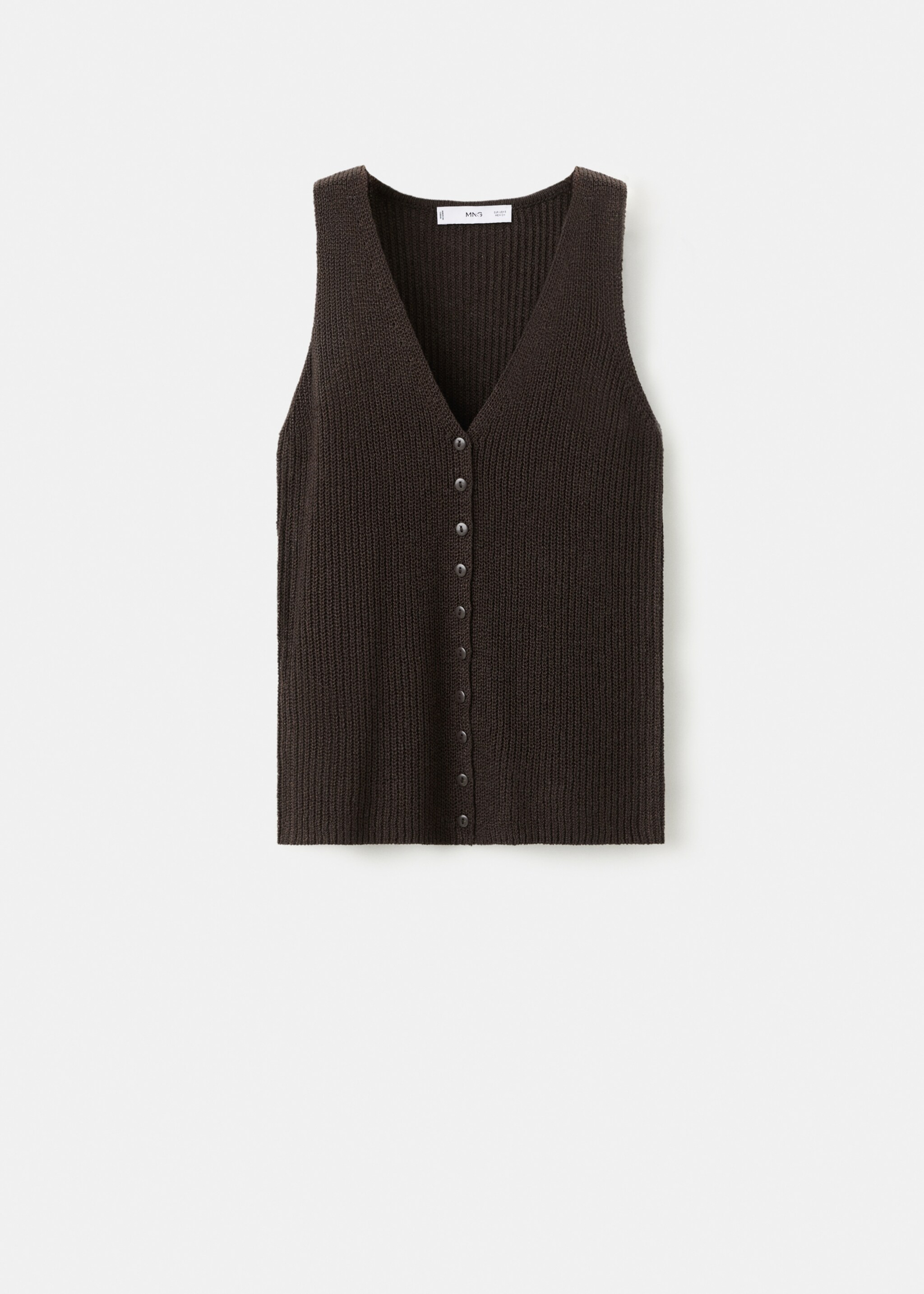Openwork knitted waistcoat - Article without model, Chocolate. Ref: 27067137-00.