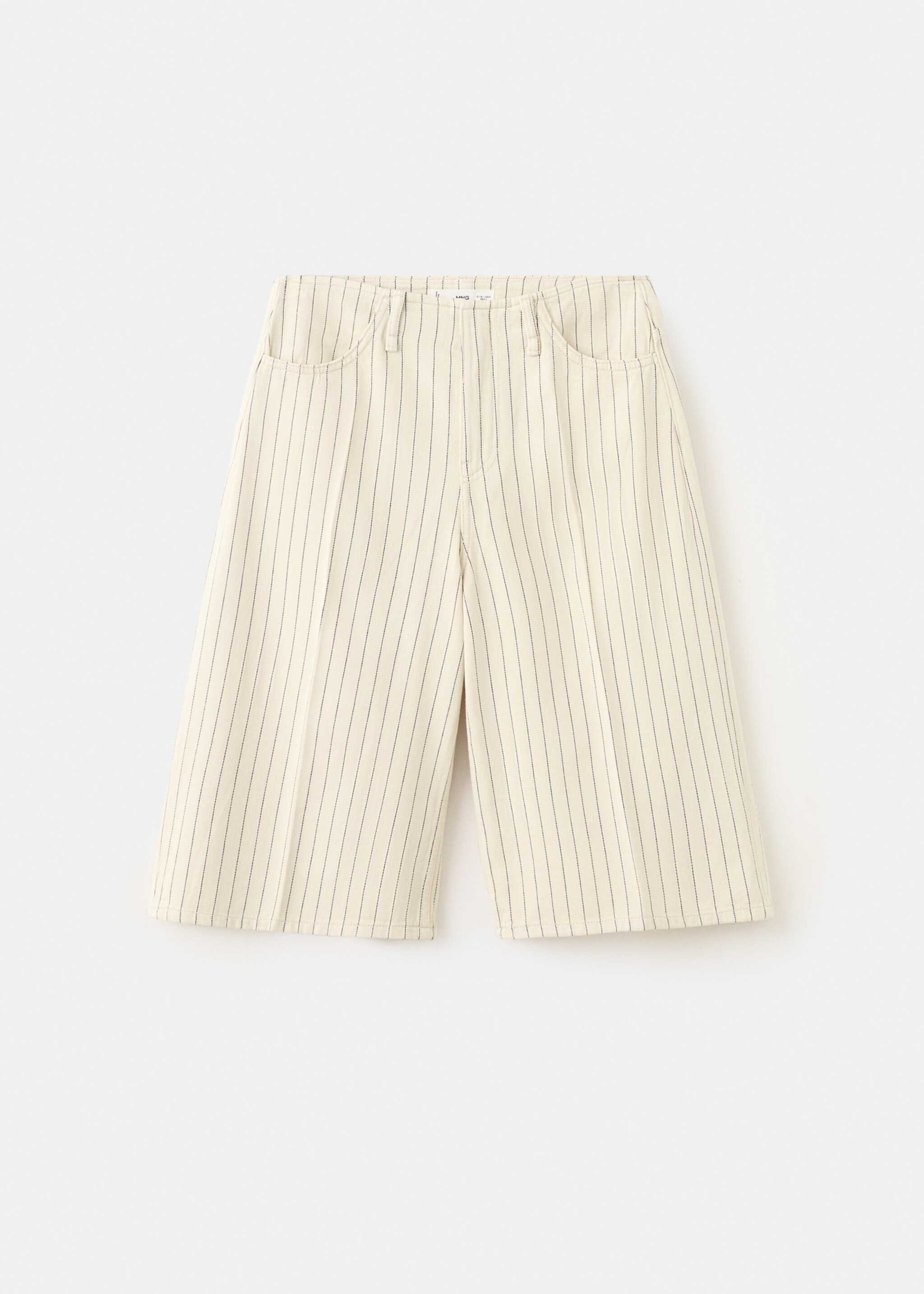Бермуды в полоску с средней посадкой - Изделие без модели, Ванильный. Ref: 27067139-00.
