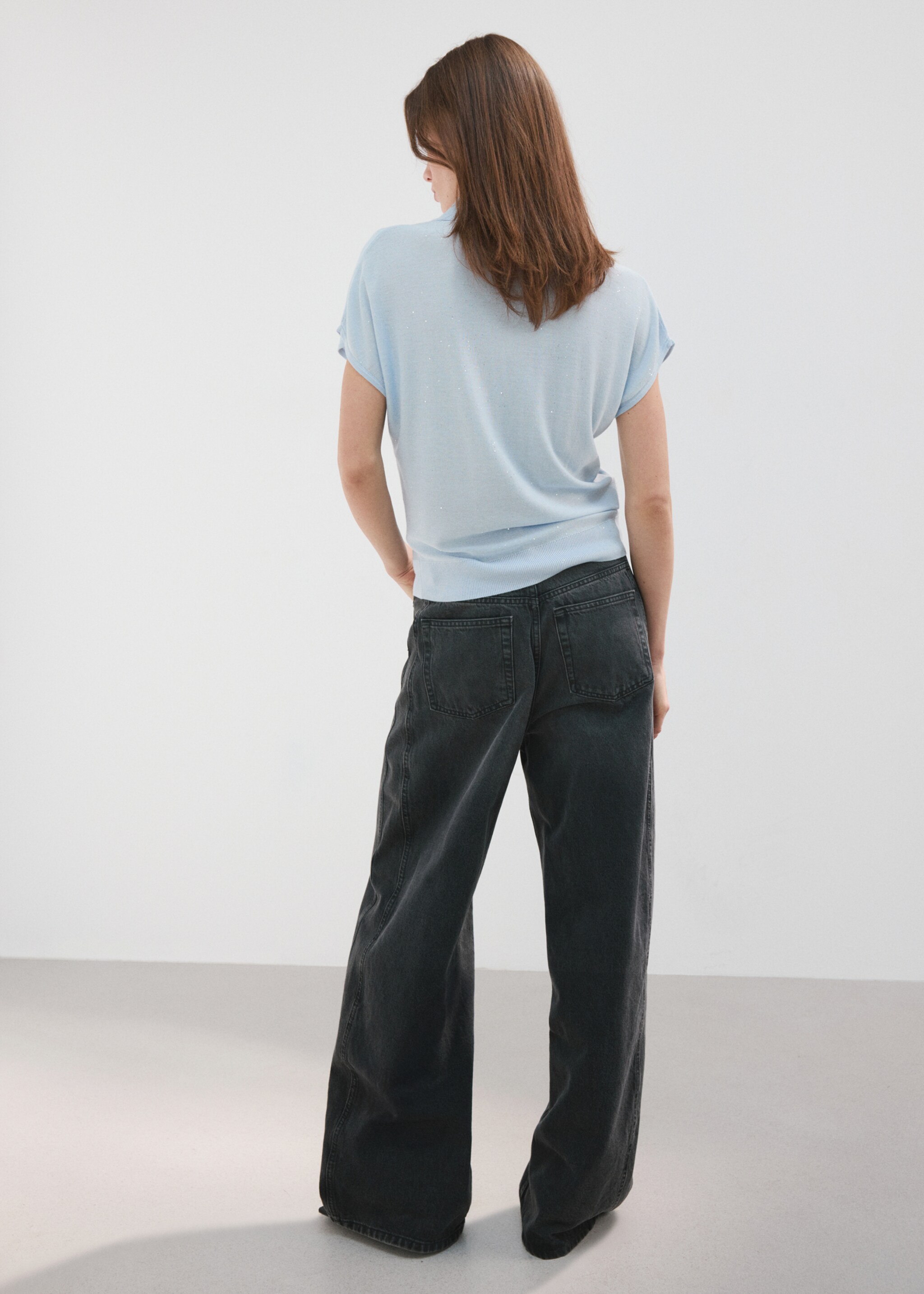 Pull-over col polo - Verso de l’article, Bleu ciel. Ref: 27067140-00.