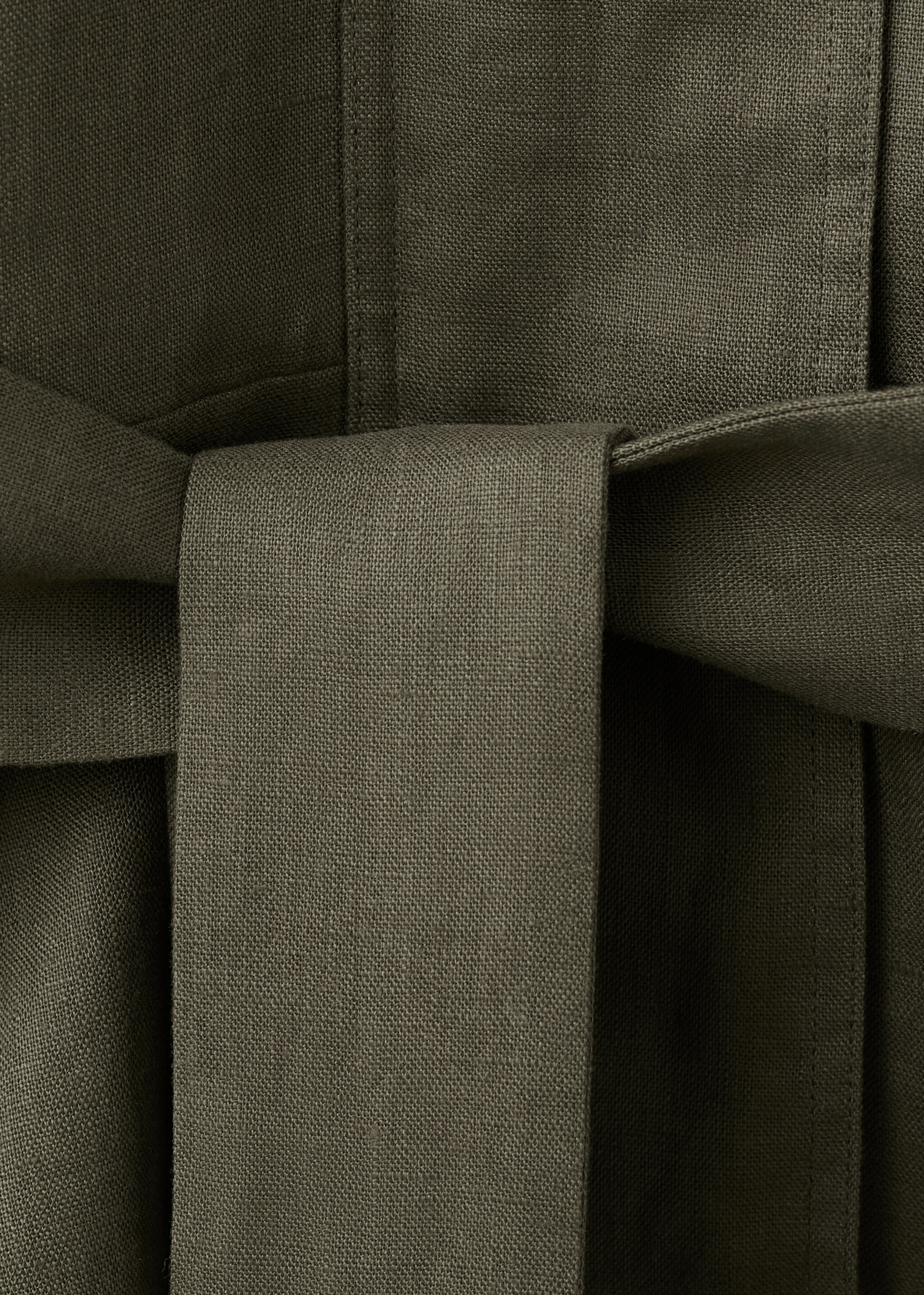 Linen jacket with belt - Details of the article 0, Khaki. Ref: 27067143-00.