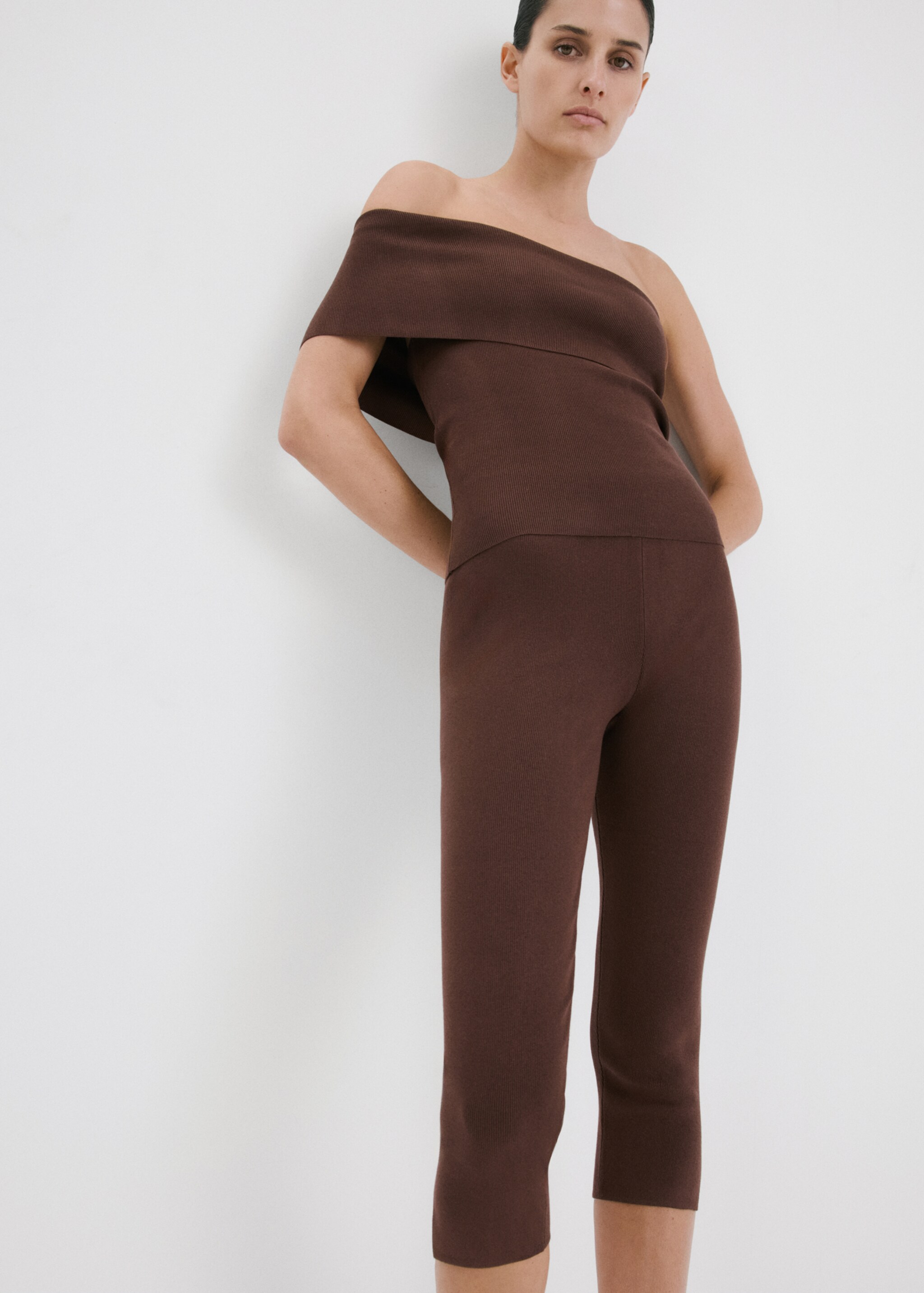Slit hem leggings - Medium plane, Chocolate. Ref: 27067155-00.
