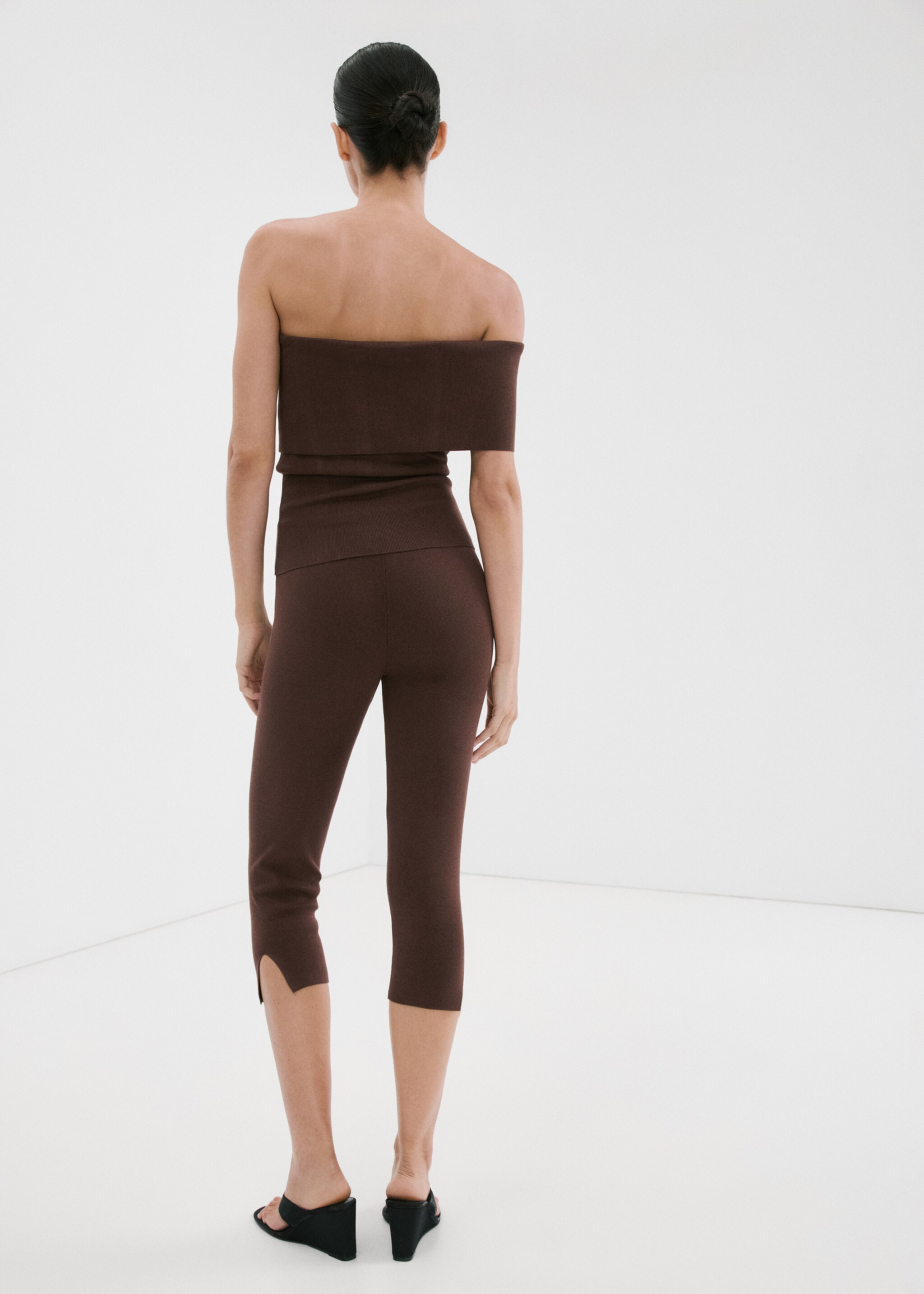Slit hem leggings - Reverse of the article, Chocolate. Ref: 27067155-00.
