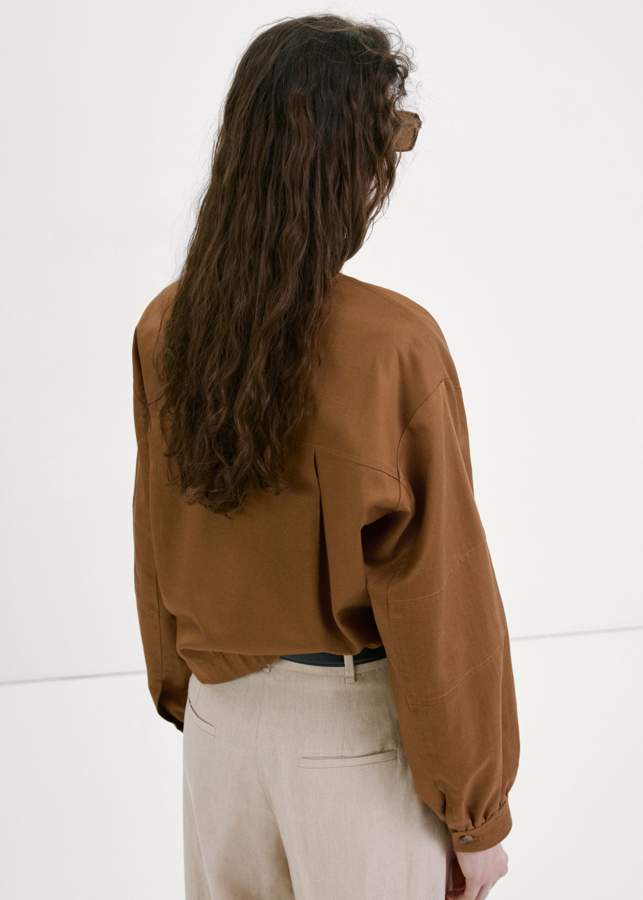 Lyocell jacket with elastic bands - Reverse of the article, Brown. Ref: 27067158-00.