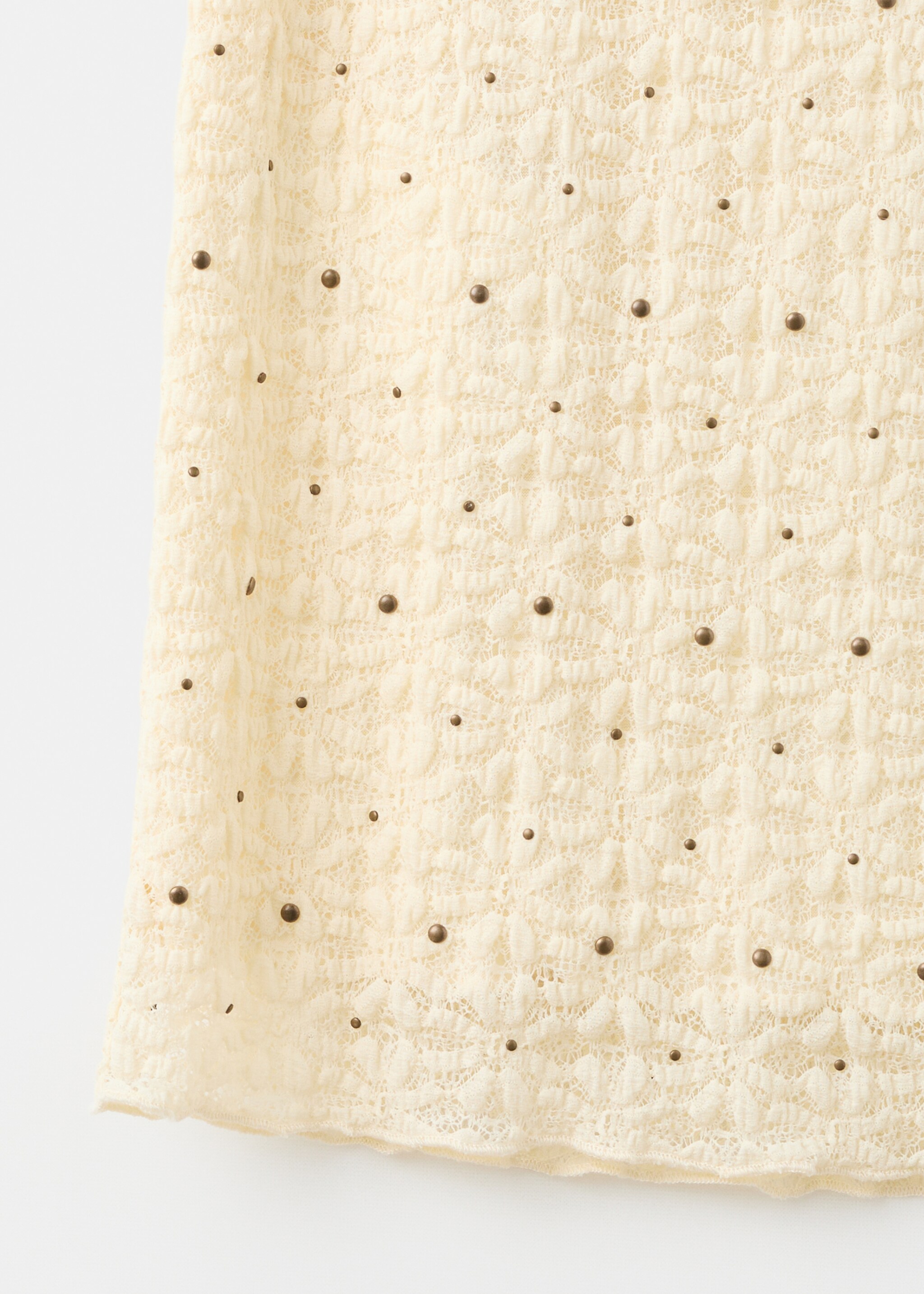 Long skirt with studs - Details of the article 8, Ecru. Ref: 27067159-00.