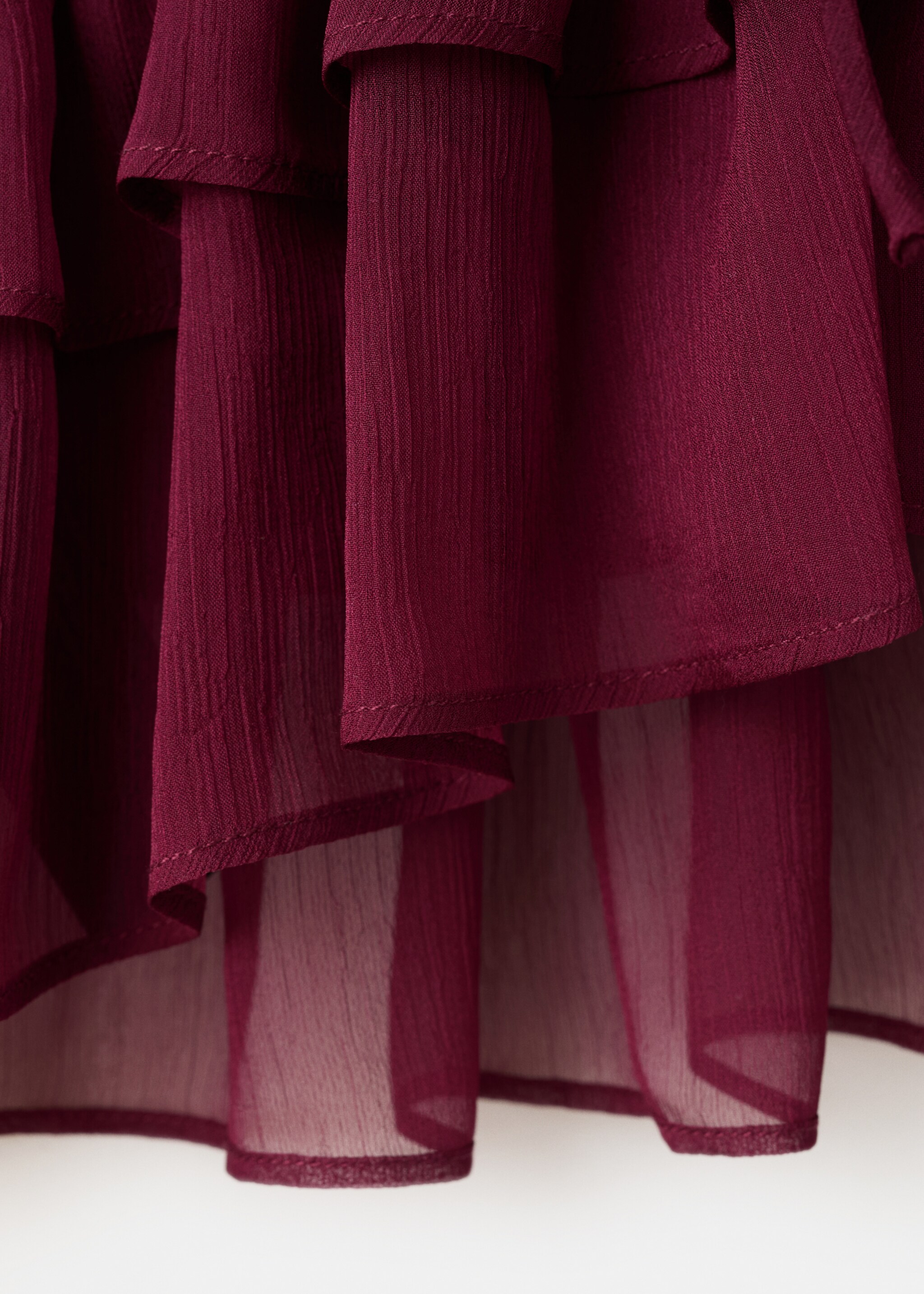 Fluid ruffled blouse - Details of the article 8, Maroon. Ref: 27067160-00.