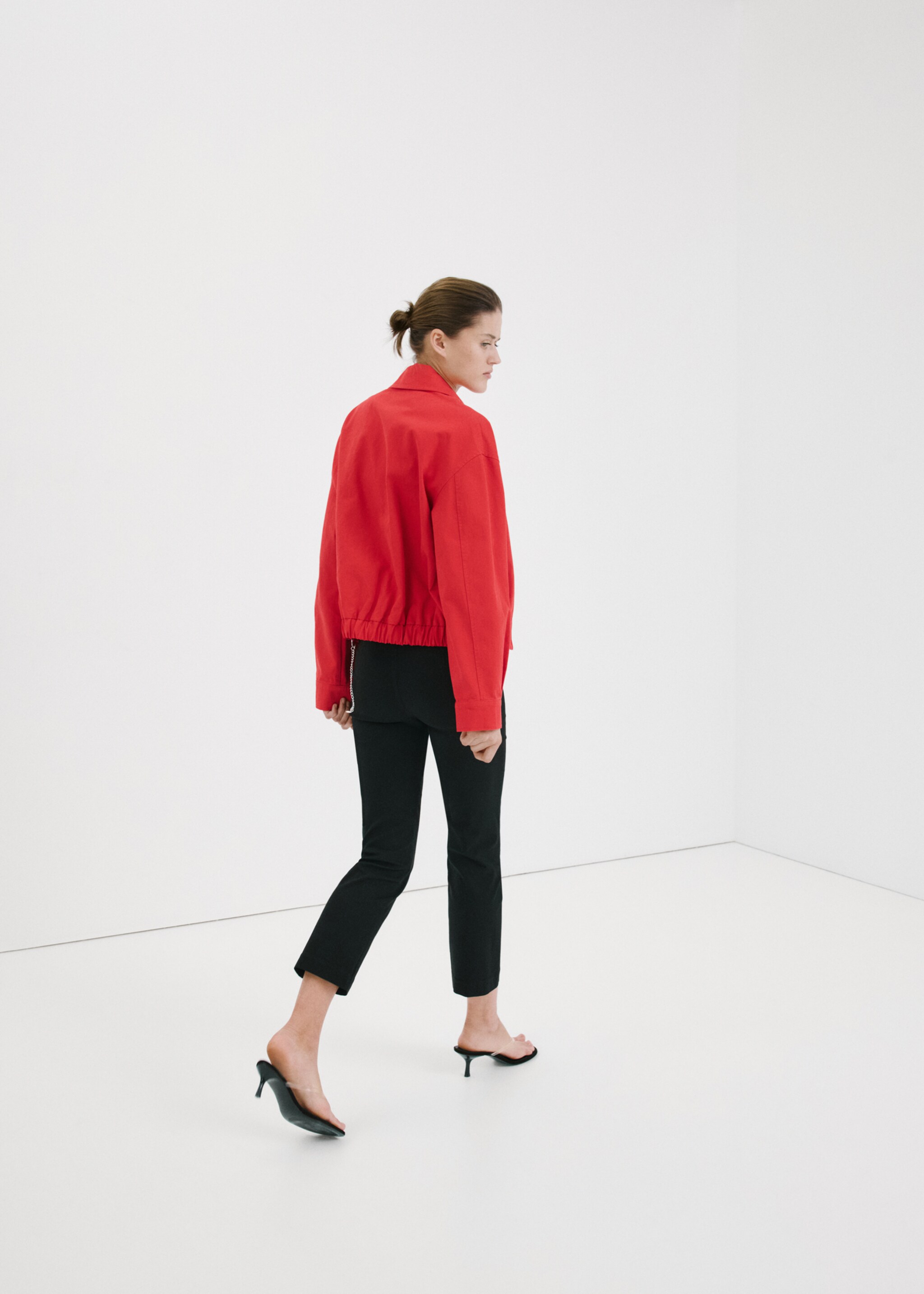 Bomber jacket with shirt collar - Reverse of the article, Red. Ref: 27067162-00.