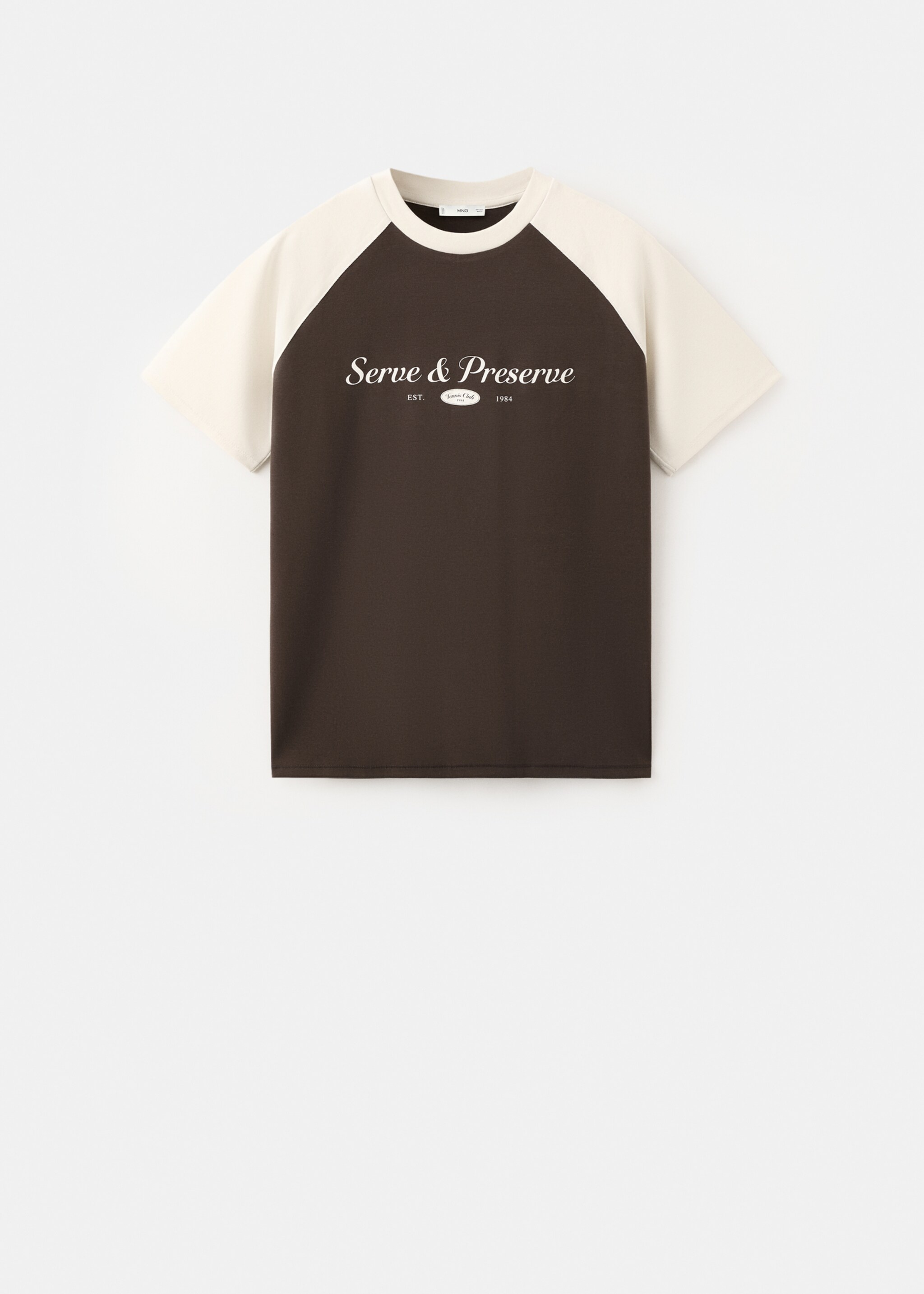 Two-tone short-sleeved T-shirt - Article without model, Brown. Ref: 27067163-00.