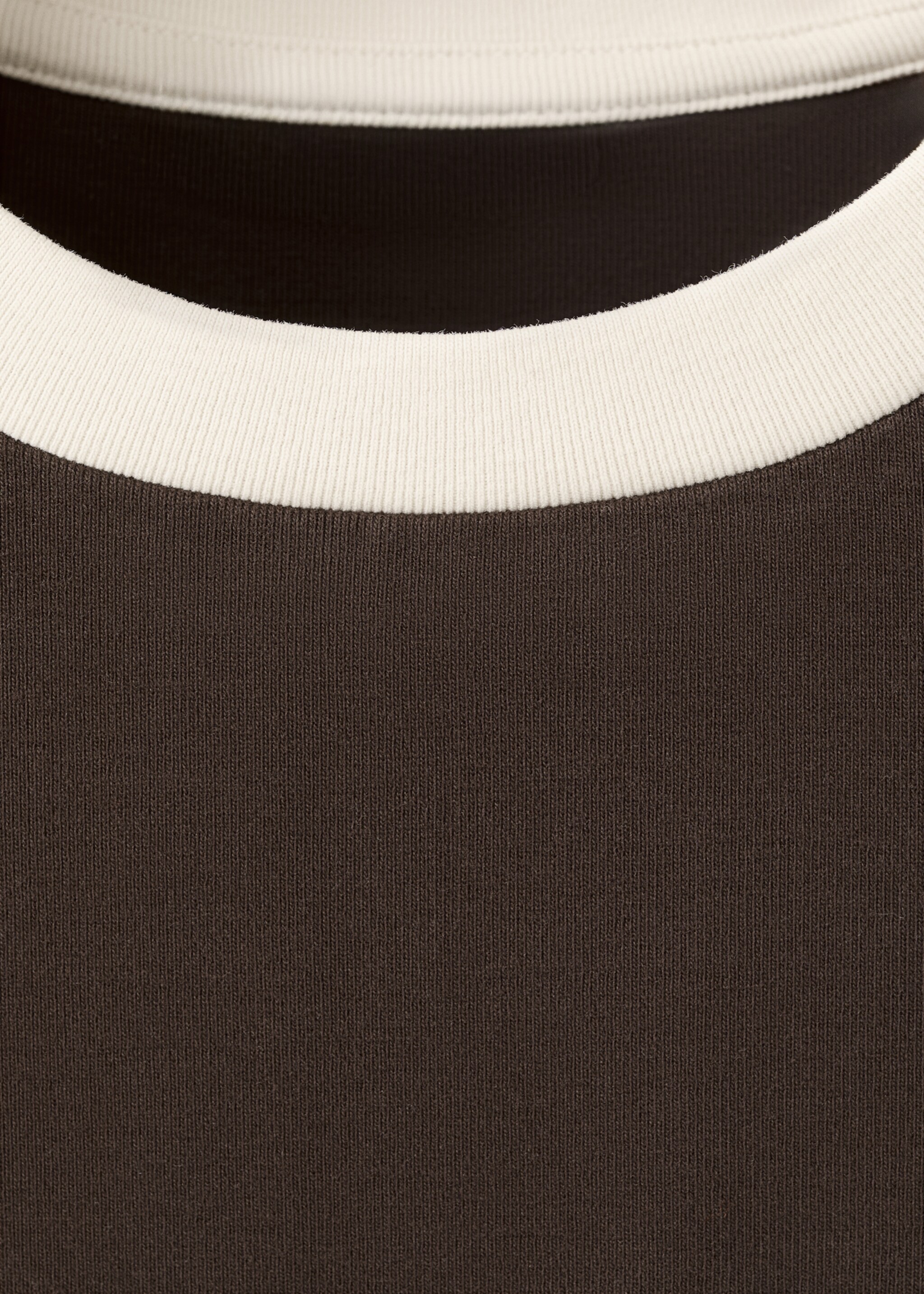 Two-tone short-sleeved T-shirt - Details of the article 8, Brown. Ref: 27067163-00.