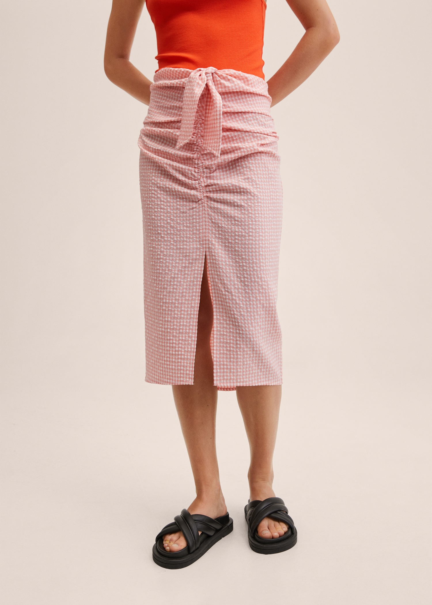 Midi Shorts in Mango Gingham Midi Shorts in Mango Gingham