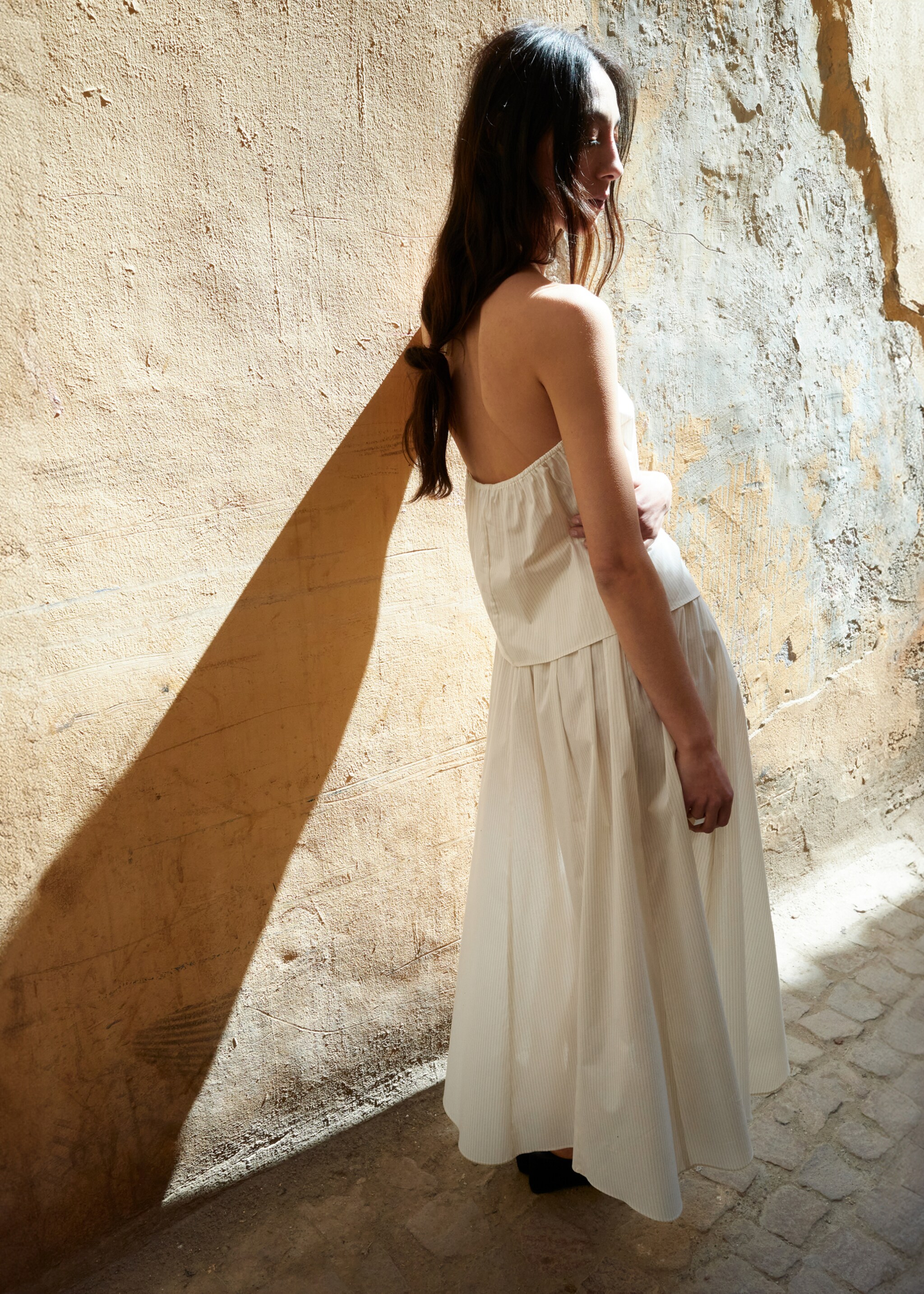 Flared midi-skirt - Reverse of the article, Ecru. Ref: 27067781-00.