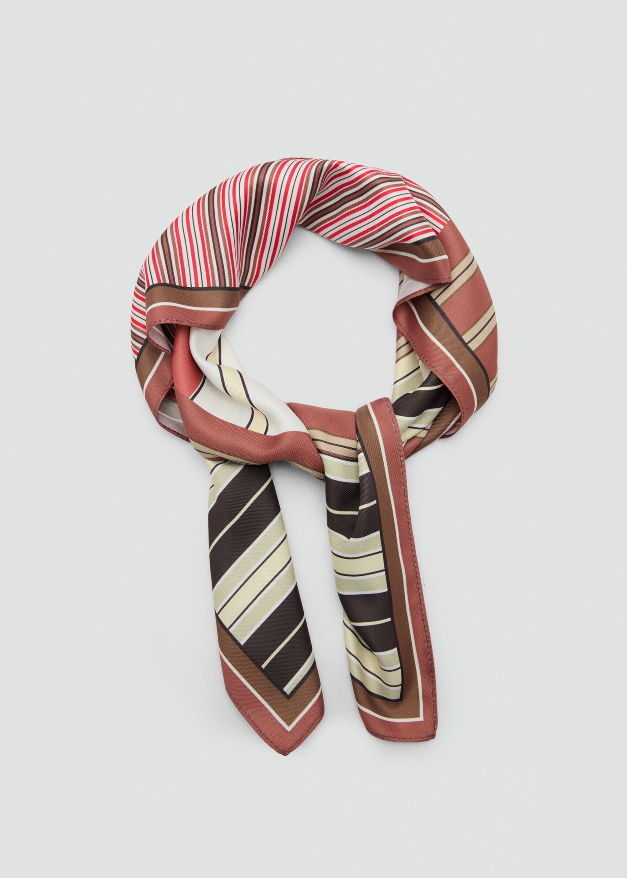 Geometric stripe-print scarf - Details of the article 1, Red. Ref: 27067783-00.