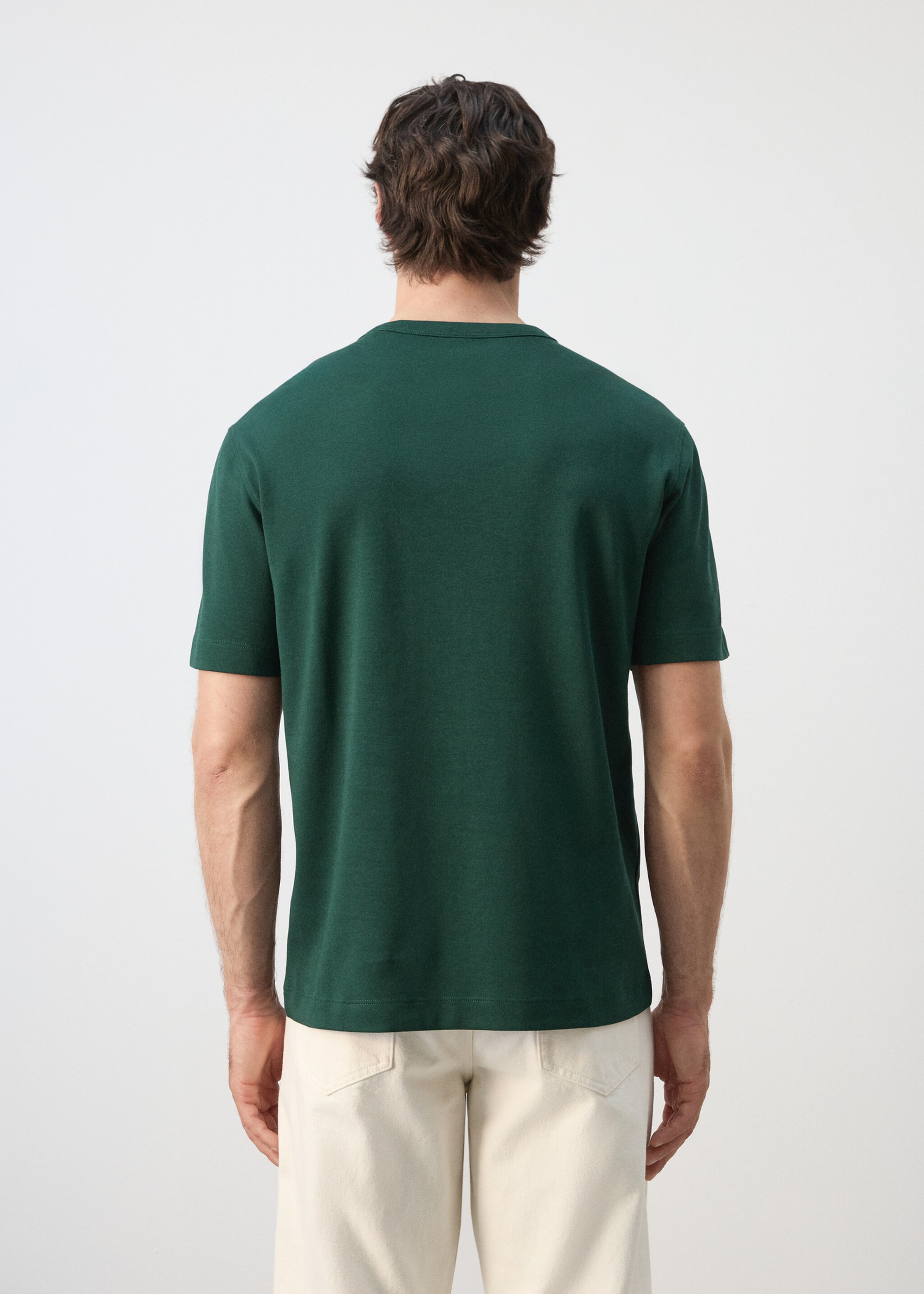 100% cotton printed t-shirt - Reverse of the article, Dark Green. Ref: 27067792-00.