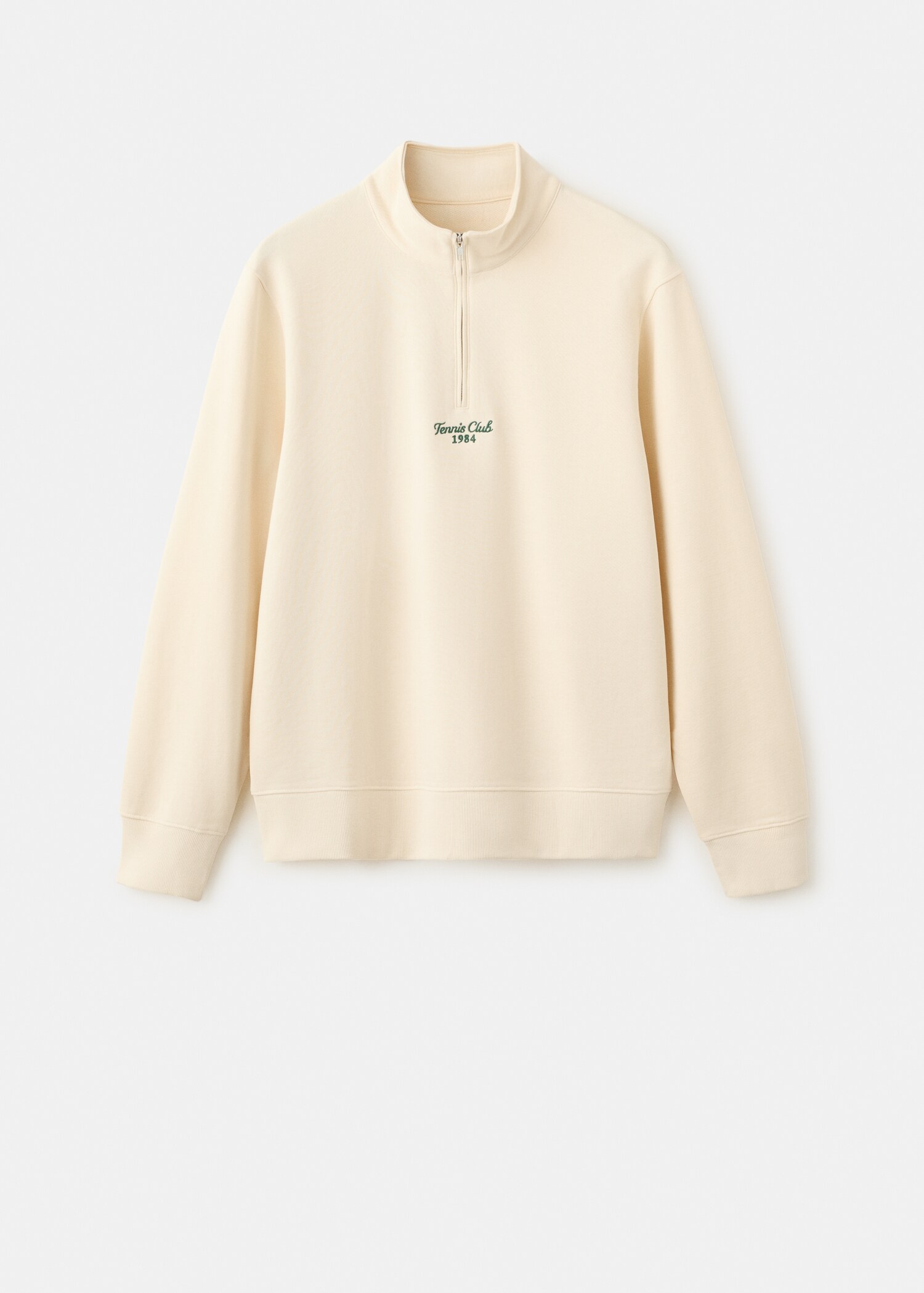Cotton sweatshirt with zip neck and embroidered detailing - Article without model