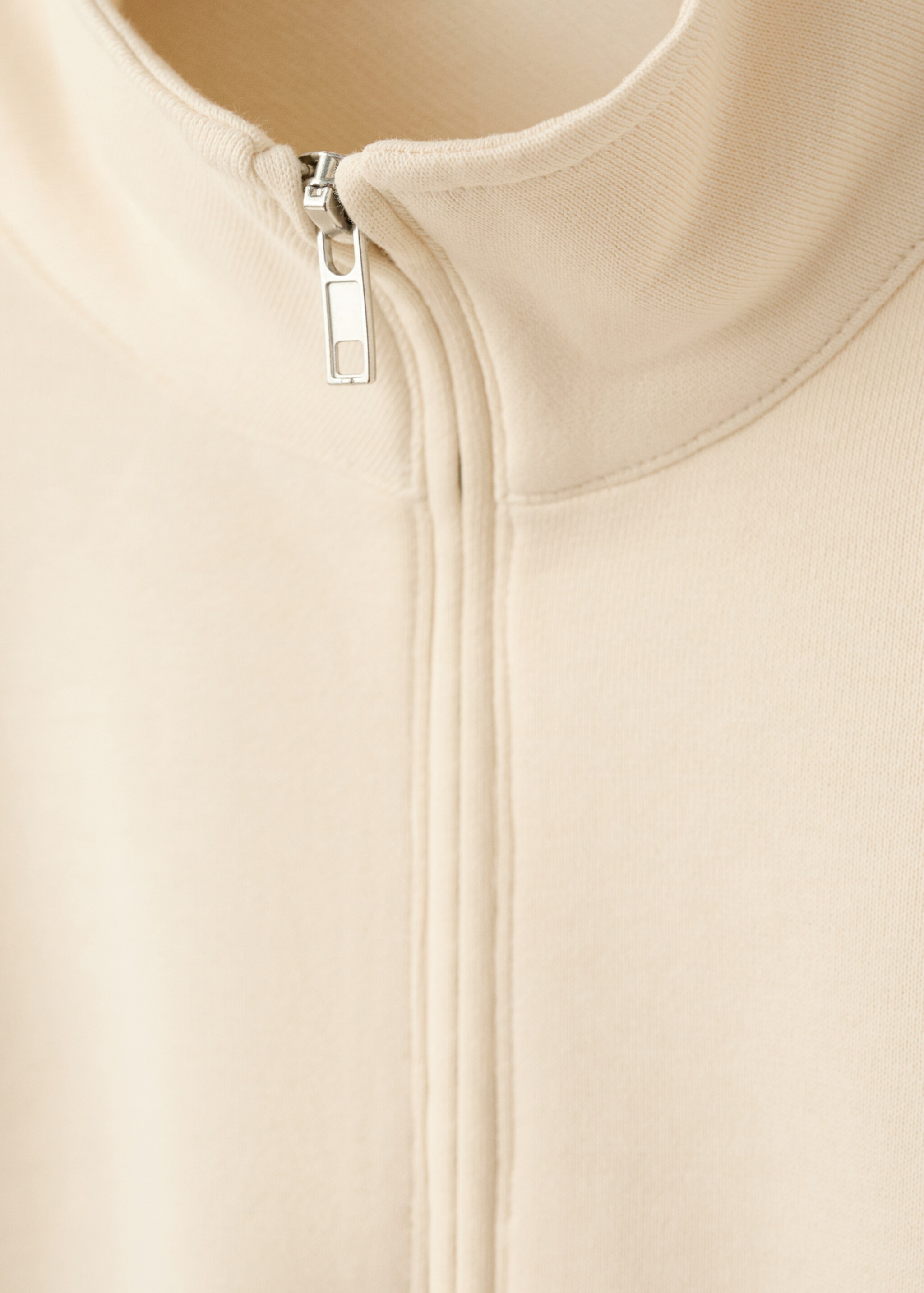 Cotton sweatshirt with zip neck and embroidered detailing - Details of the article 0, Vanilla. Ref: 27067793-00.