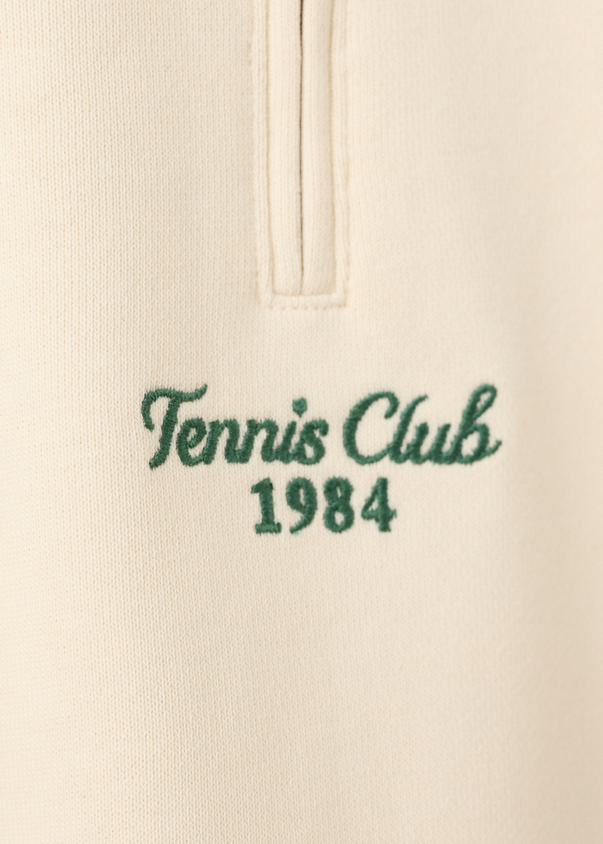 Cotton sweatshirt with zip neck and embroidered detailing - Details of the article 8, Vanilla. Ref: 27067793-00.