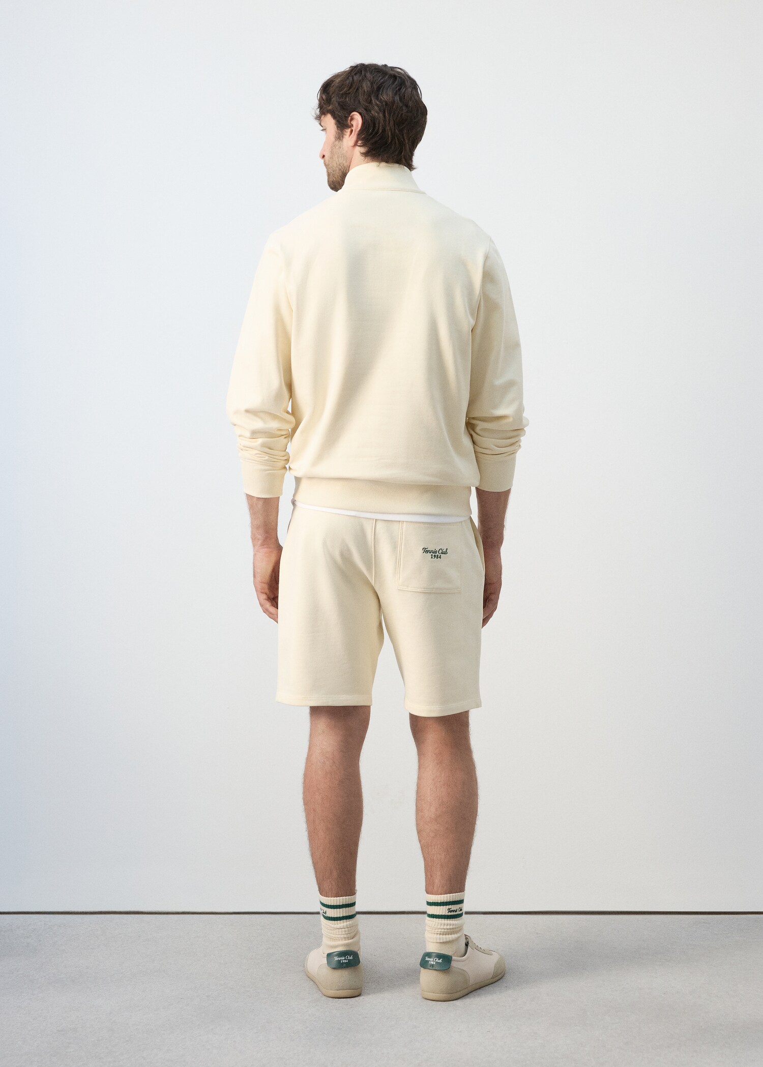 Cotton sweatshirt with zip neck and embroidered detailing - Reverse of the article
