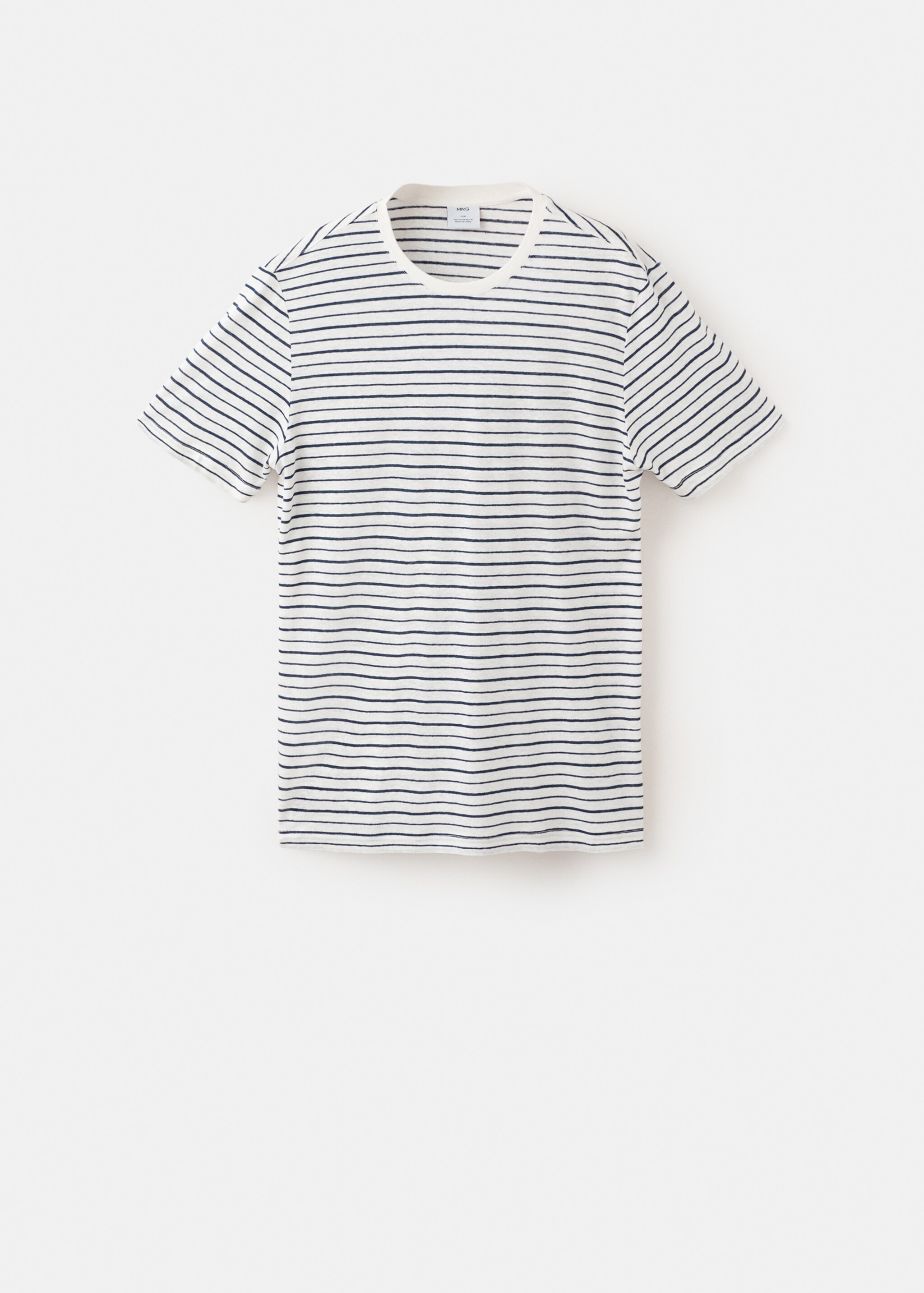 T-shirt lin slim-fit rayures - Article sans modèle, Blanc. Ref: 27067896-00.