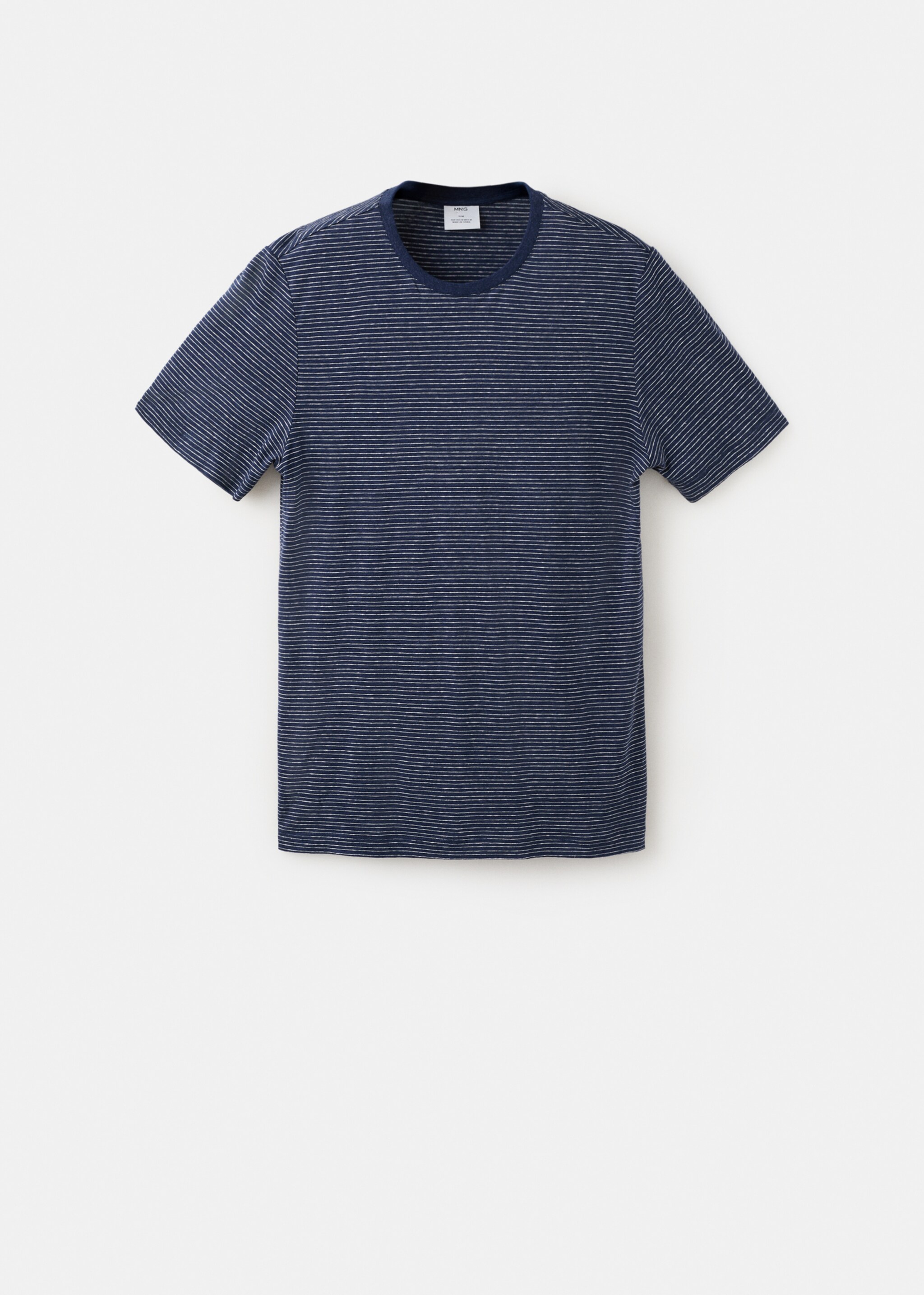 T-shirt lin slim-fit rayures - Article sans modèle, Bleu encre. Ref: 27067896-00.