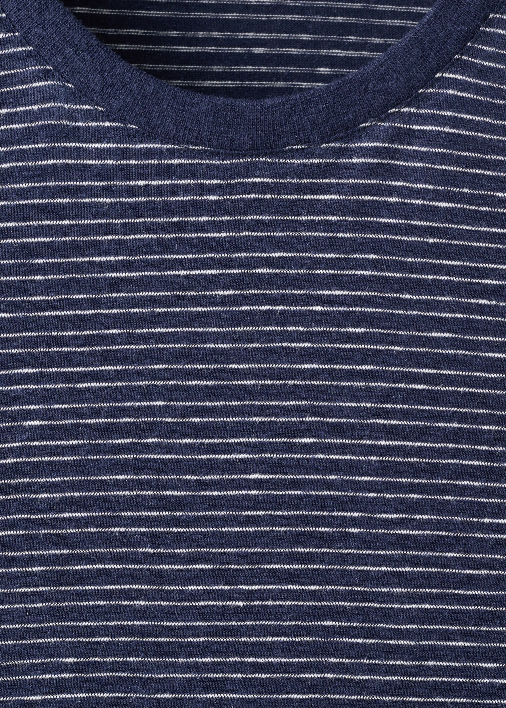 T-shirt lin slim-fit rayures - Détail de l'article 8, Bleu encre. Ref: 27067896-00.