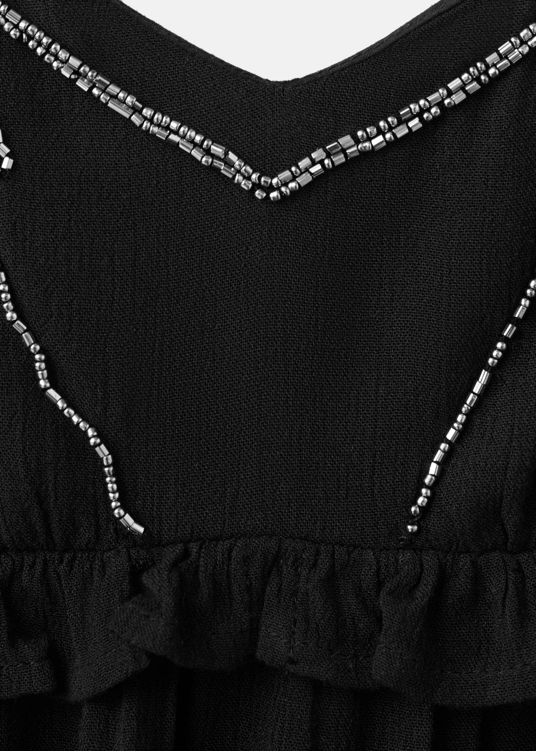 Short dress with bead detail - Details of the article 8, Black. Ref: 27067899-00.