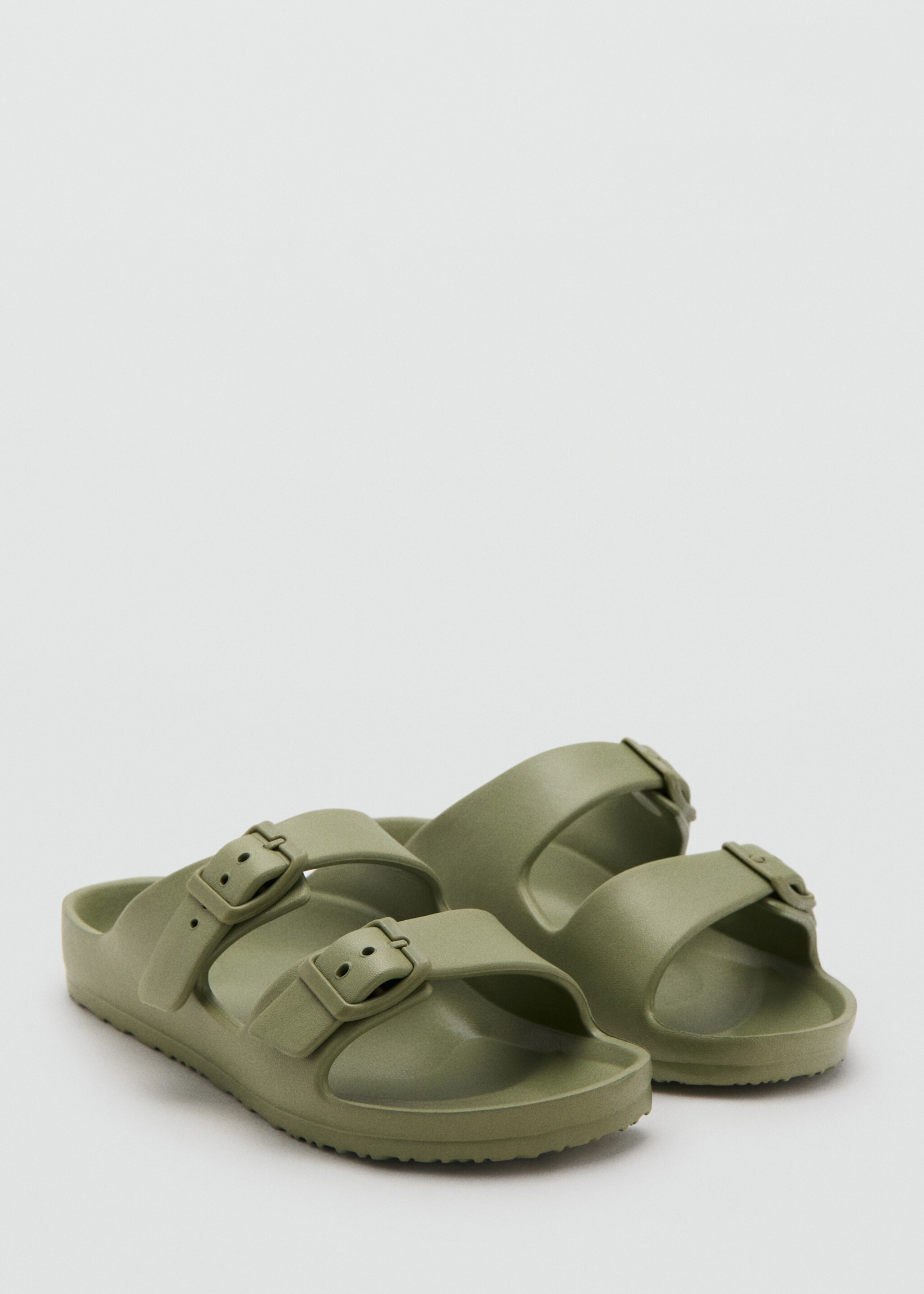 Rubberised buckle sandals - Medium plane, Khaki. Ref: 27067903-00.