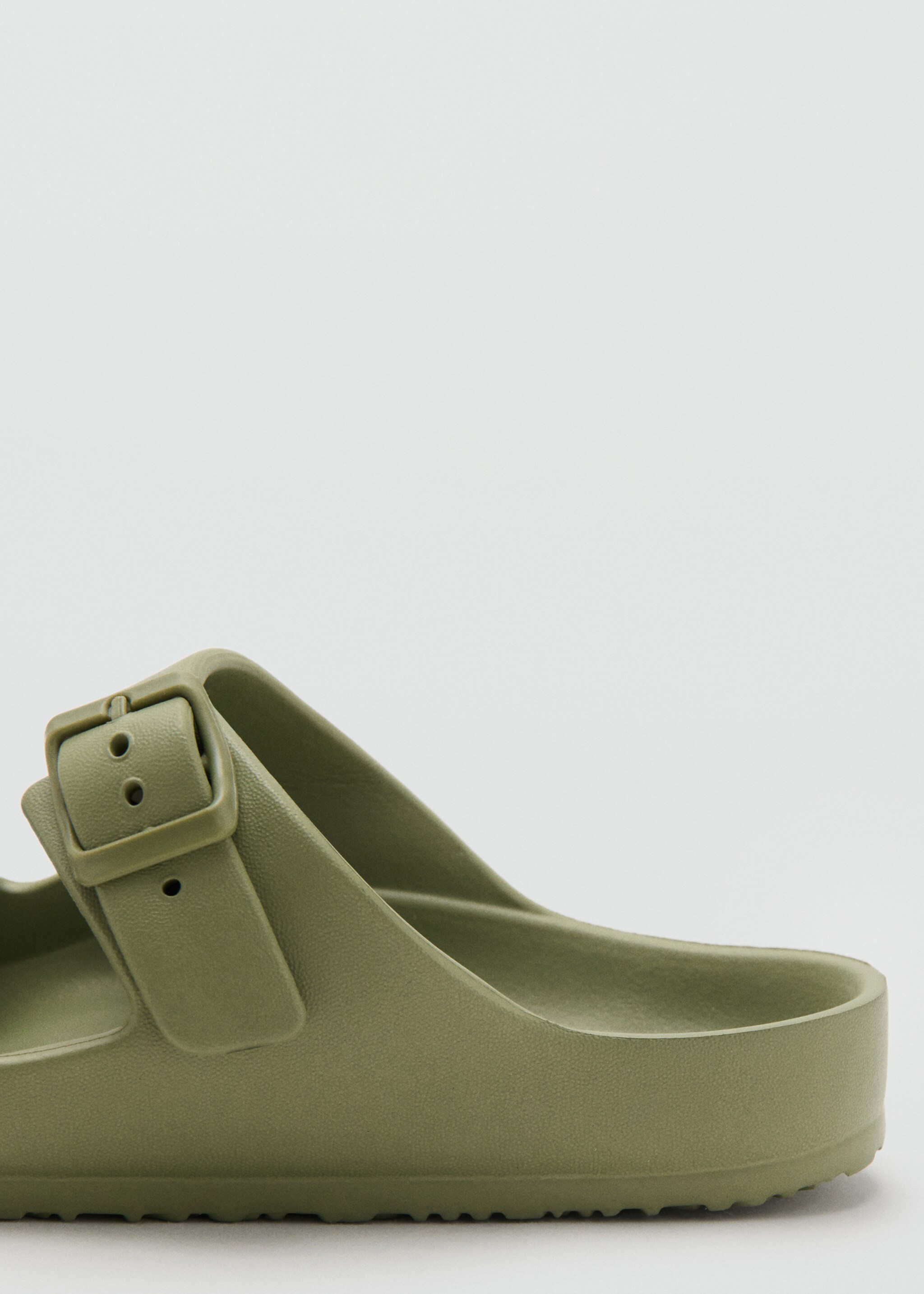 Rubberised buckle sandals - Details of the article 1, Khaki. Ref: 27067903-00.