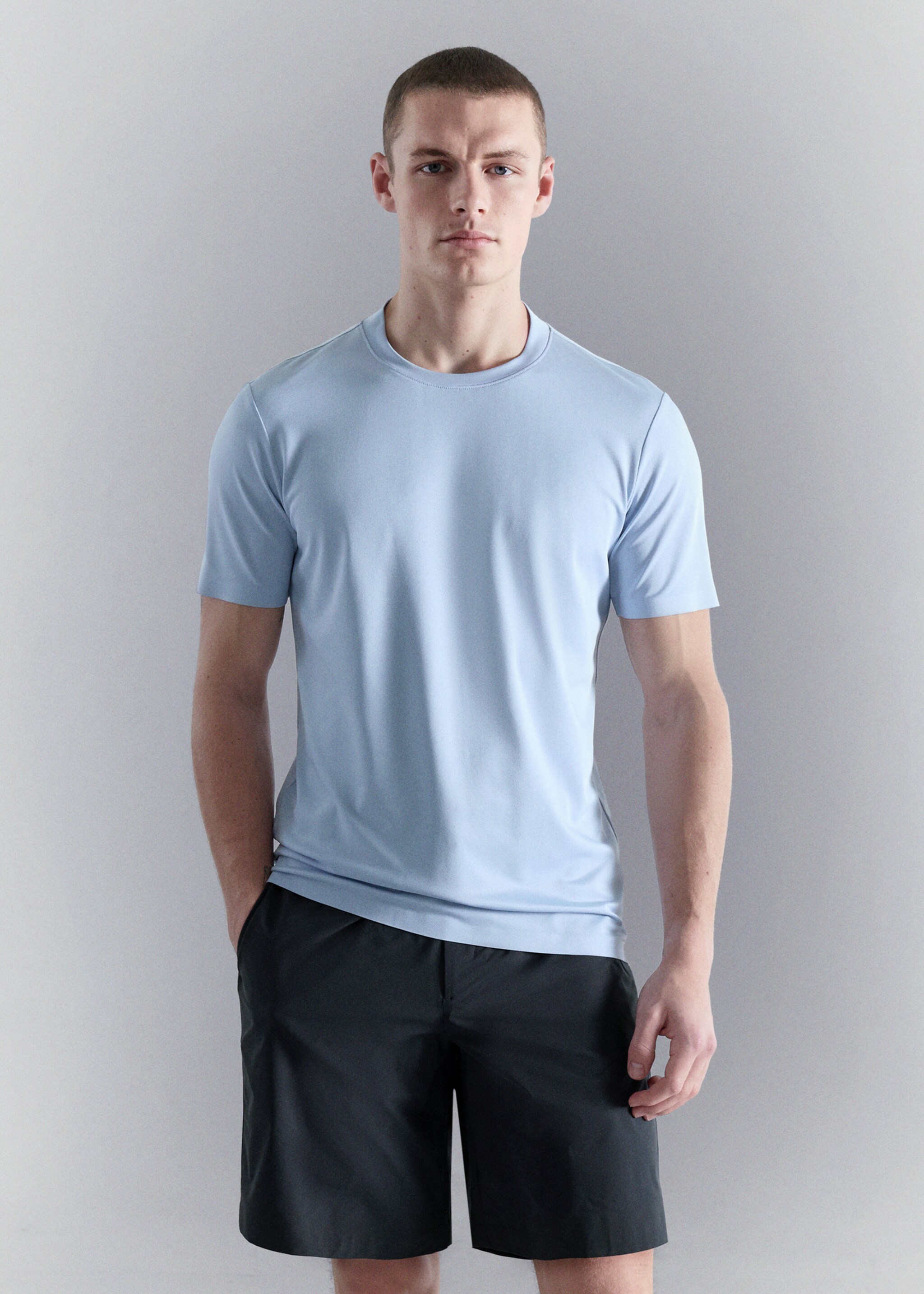 COOLMAX® slim fit T-shirt - Medium plane, Sky Blue. Ref: 27067909-00.