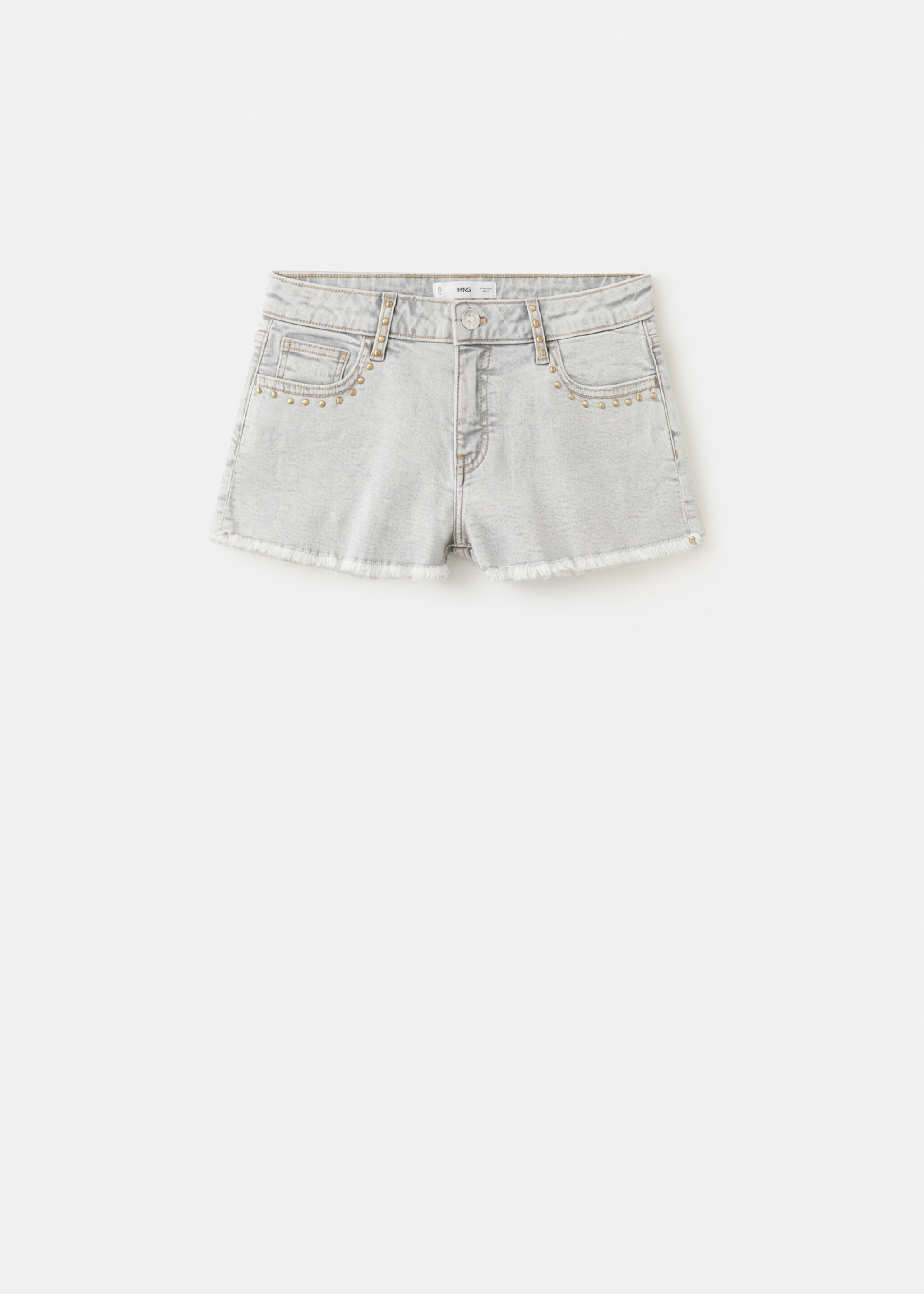 Mini short détails effilochés - Article sans modèle, Gris denim. Ref: 27067914-00.