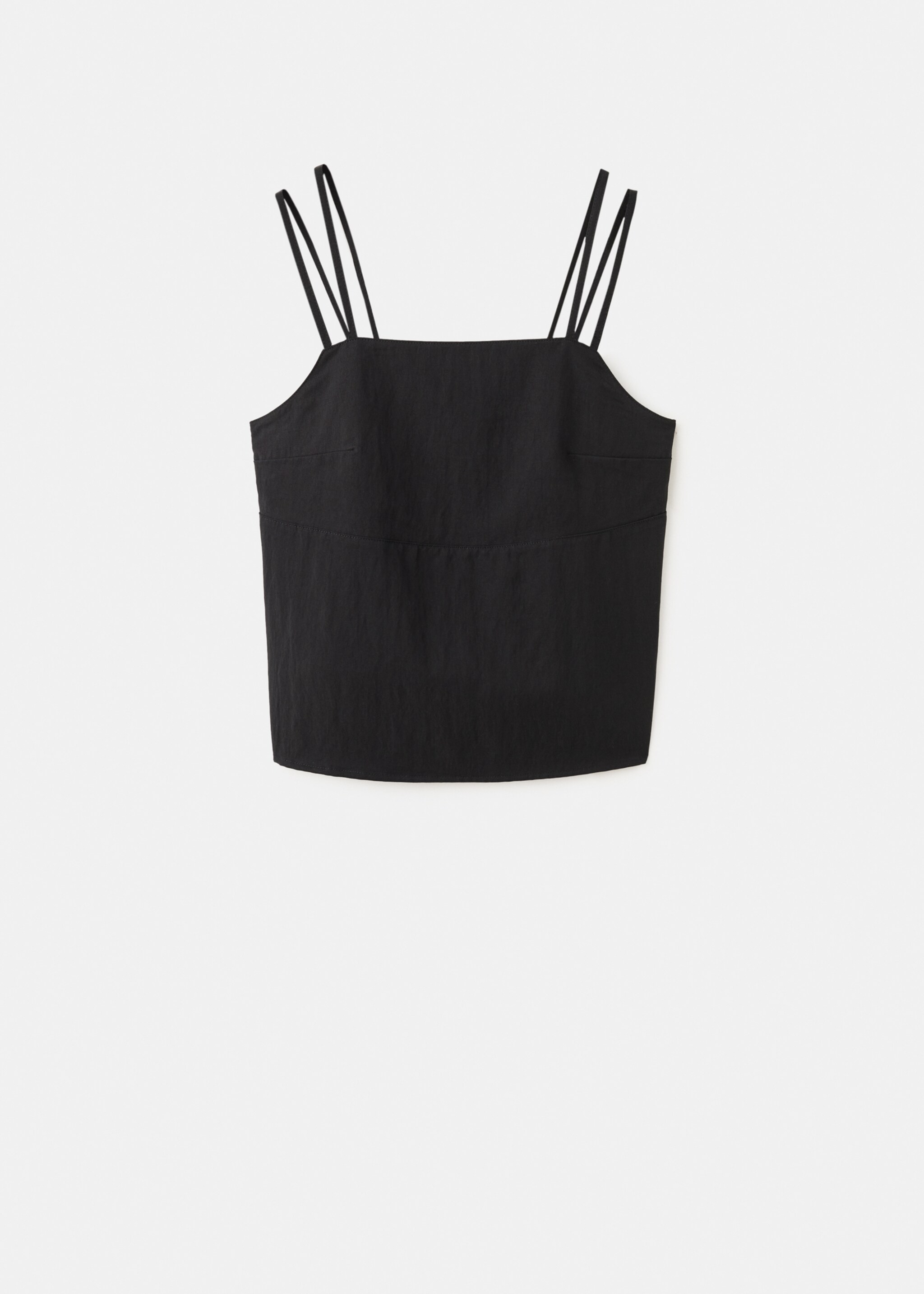 Lyocell top with double straps - Article without model, Black. Ref: 27067917-00.