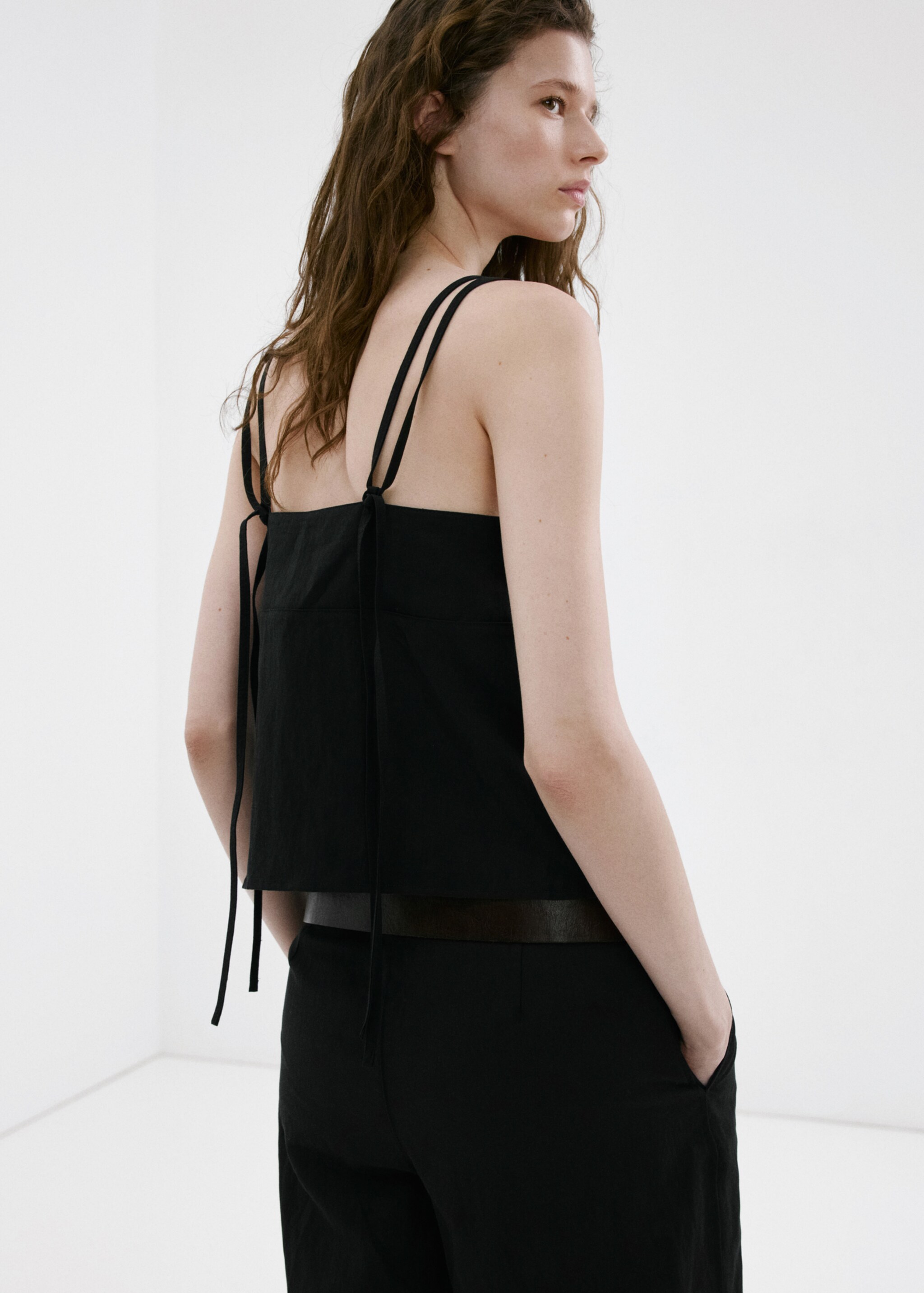 Lyocell top with double straps - Reverse of the article, Black. Ref: 27067917-00.