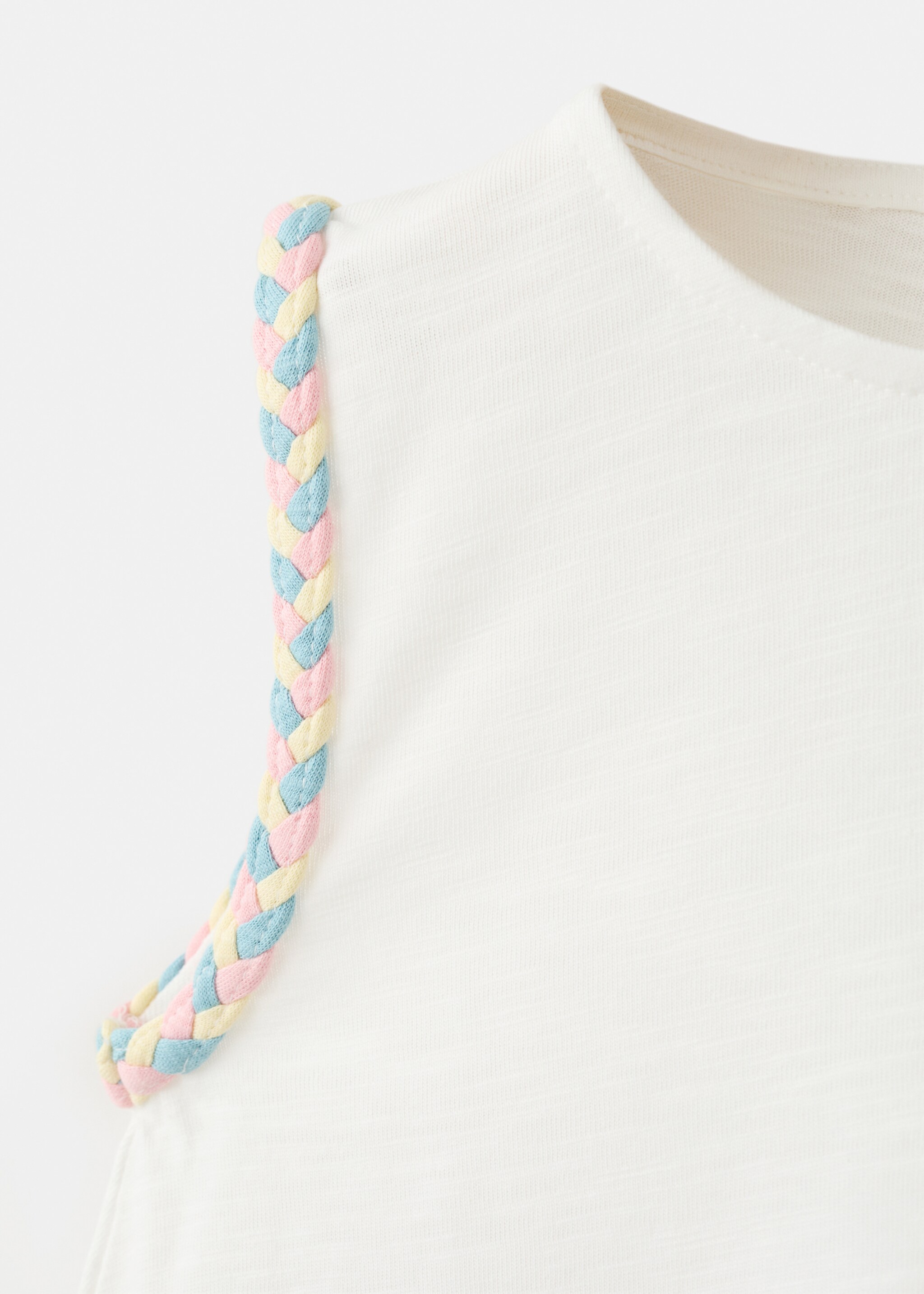 Dress with plaited details - Details of the article 8, Off White. Ref: 27067923-00.