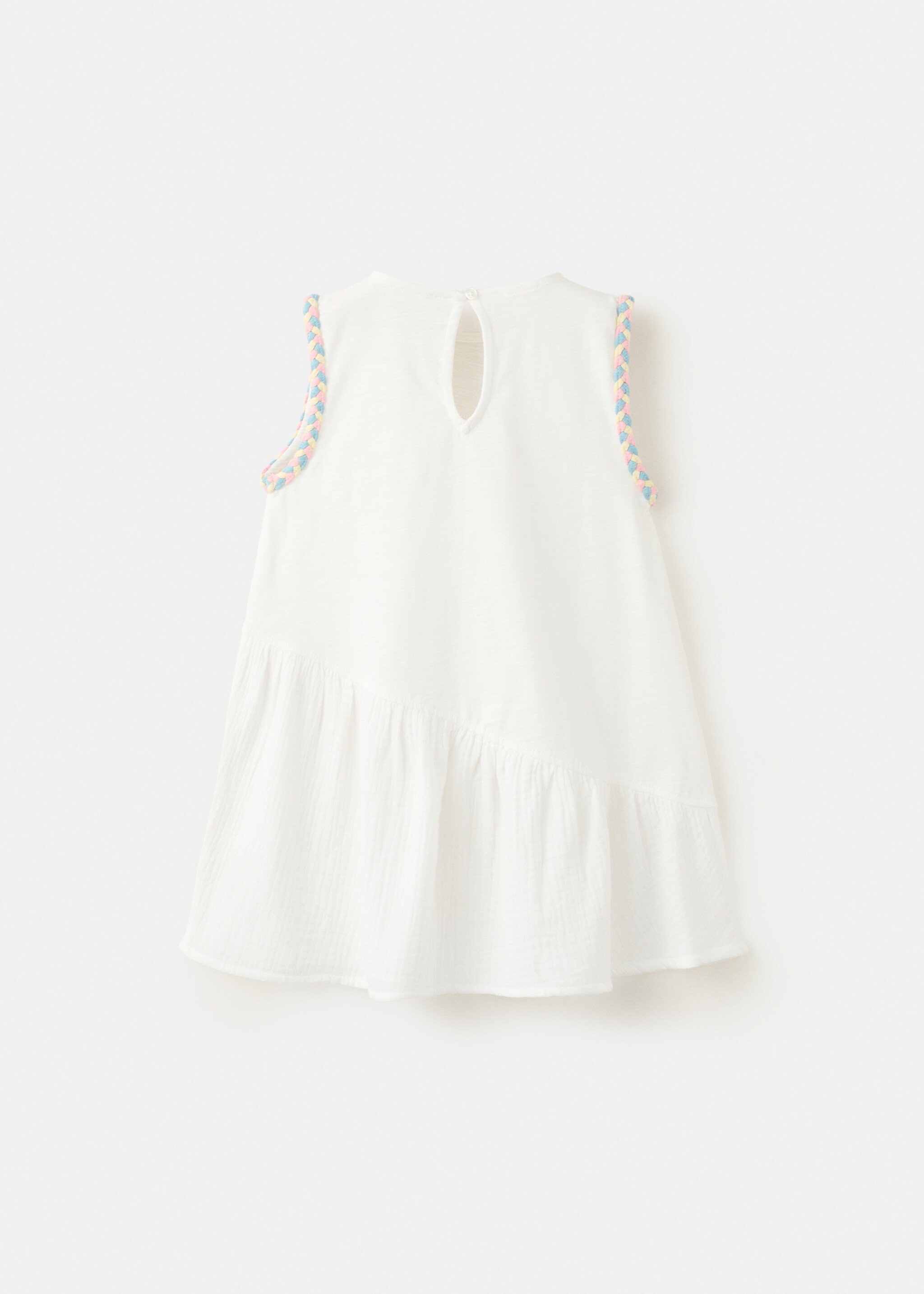 Dress with plaited details - Reverse of the article, Off White. Ref: 27067923-00.