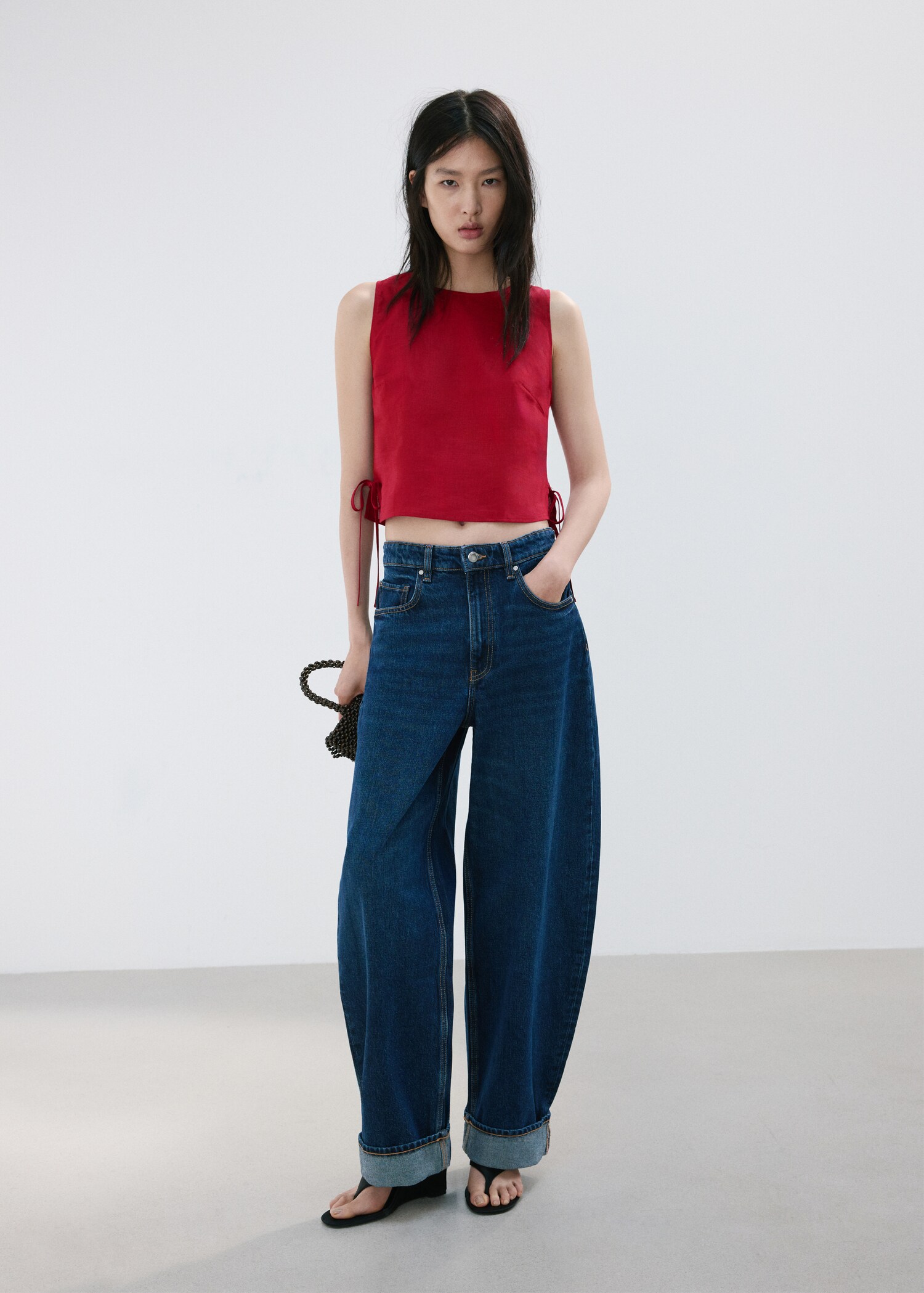 Linen top with ties - Details of the article 2