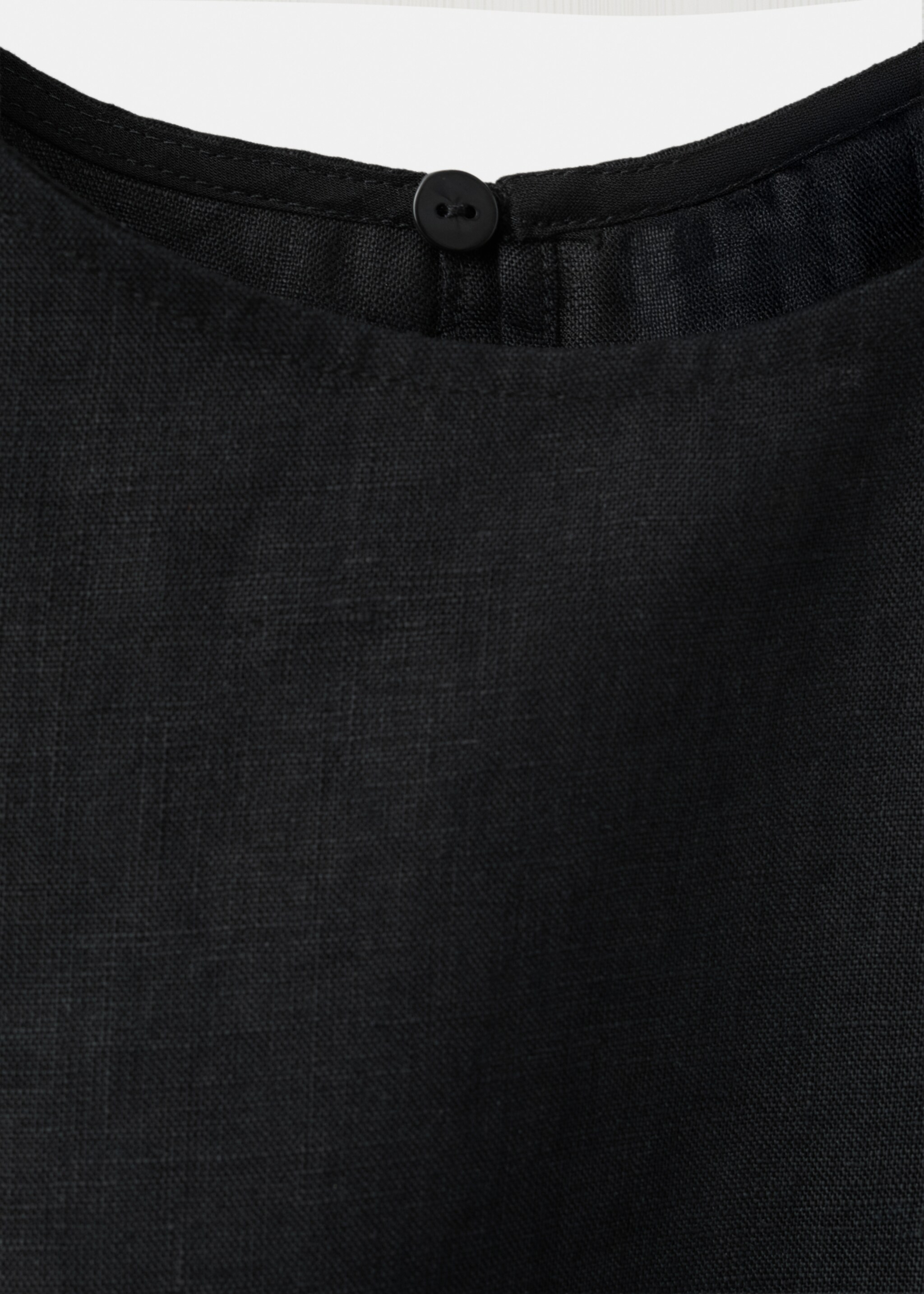 Linen top with ties - Details of the article 8, Black. Ref: 27067927-00.