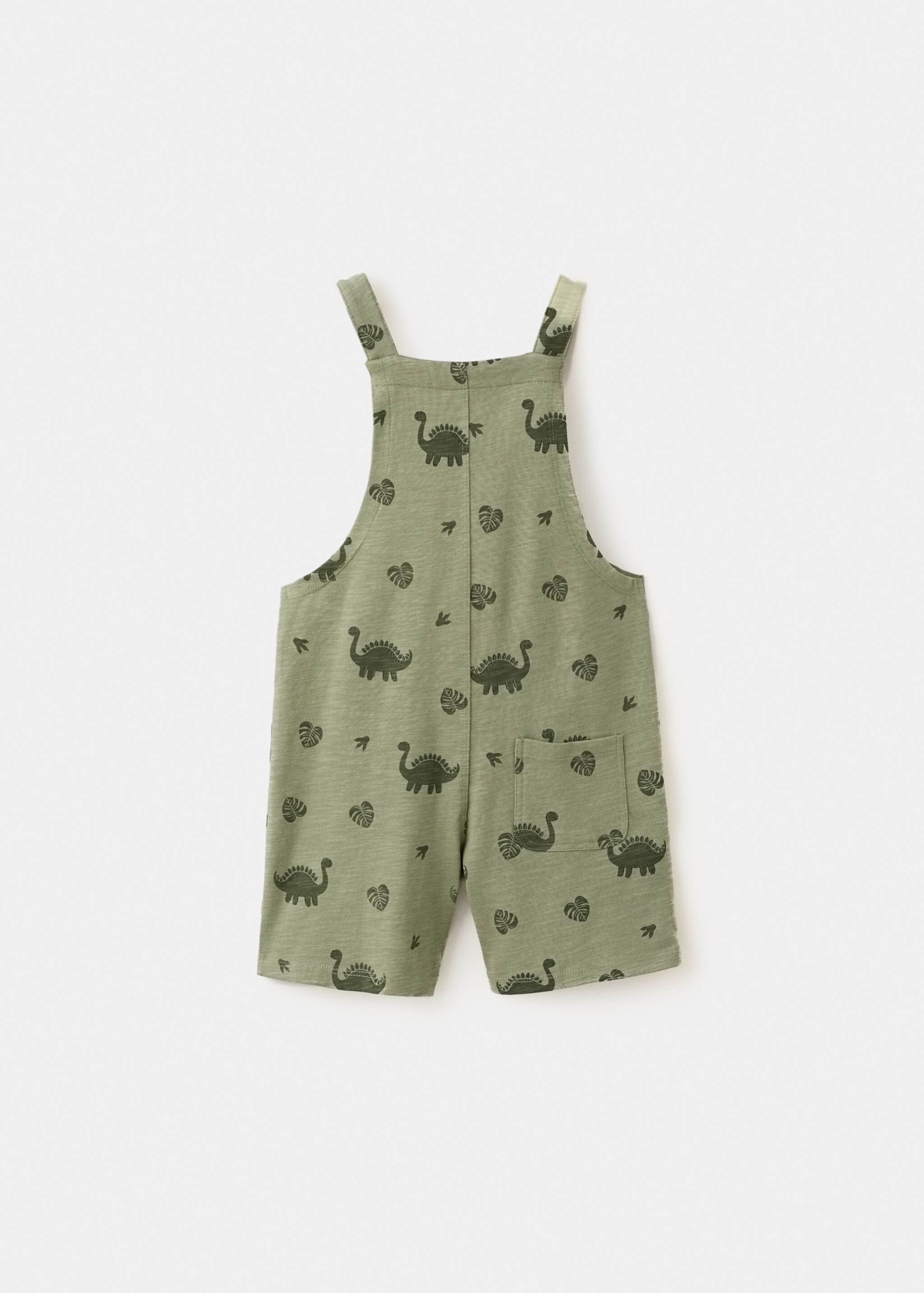 Printed cotton dungarees - Reverse of the article, Khaki. Ref: 27068272-00.