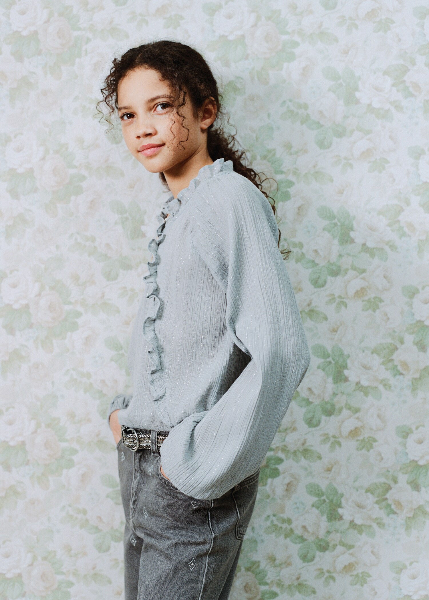 Ruffled lurex blouse - Medium plane