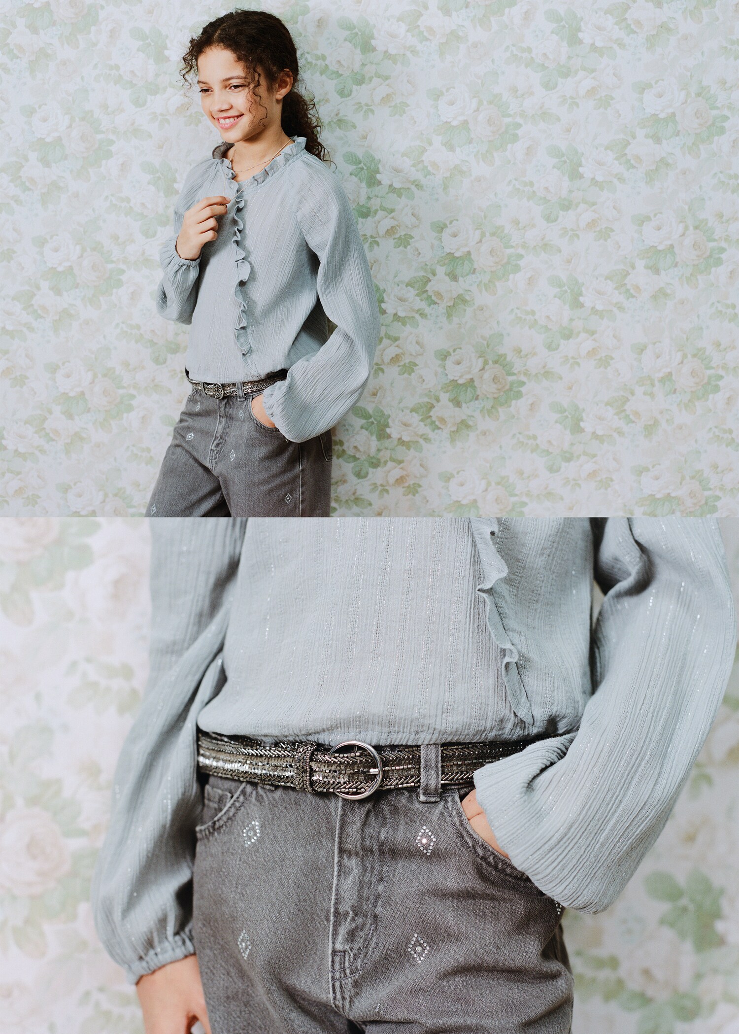 Ruffled lurex blouse - Details of the article 1