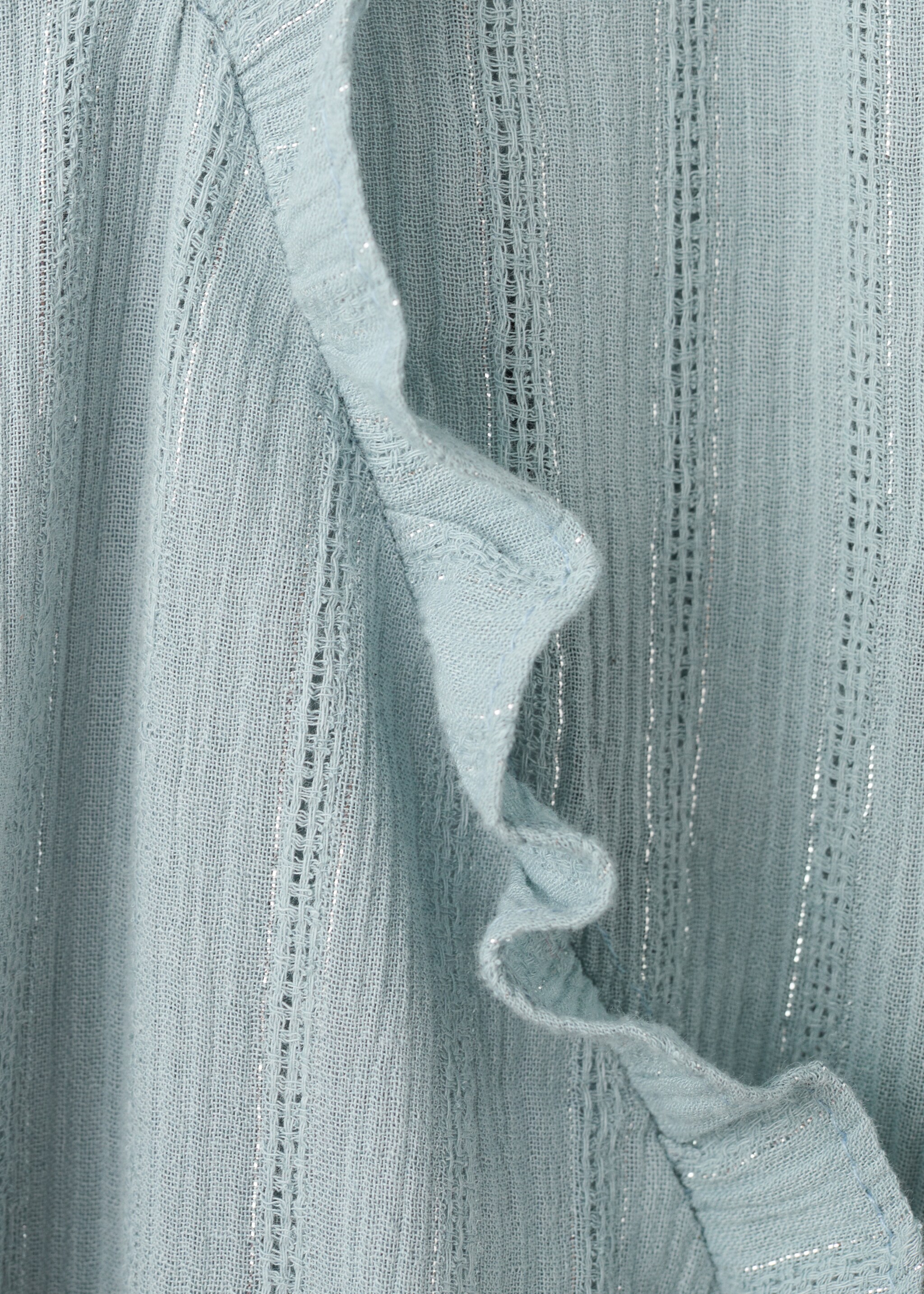 Ruffled lurex blouse - Details of the article 8, Blue. Ref: 27071169-00.