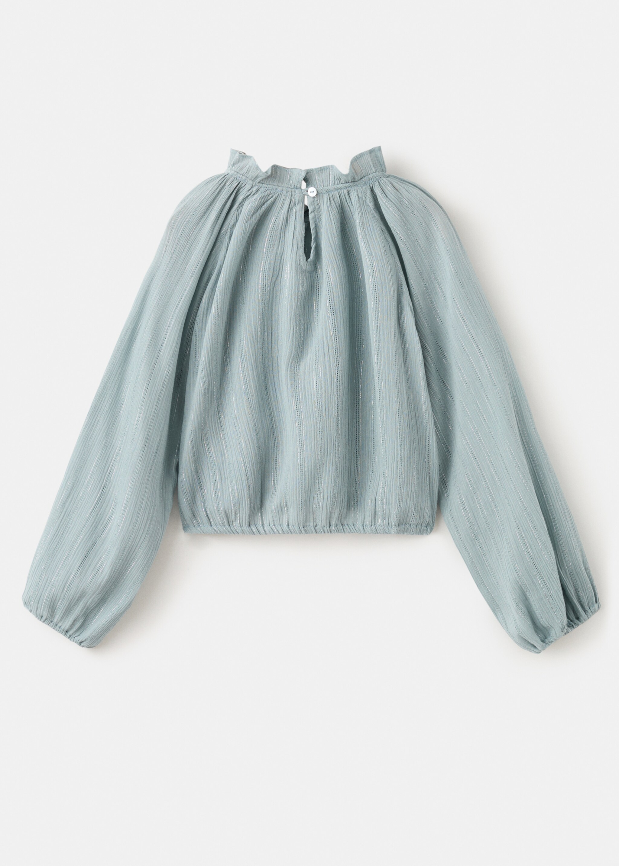 Ruffled lurex blouse - Reverse of the article, Blue. Ref: 27071169-00.
