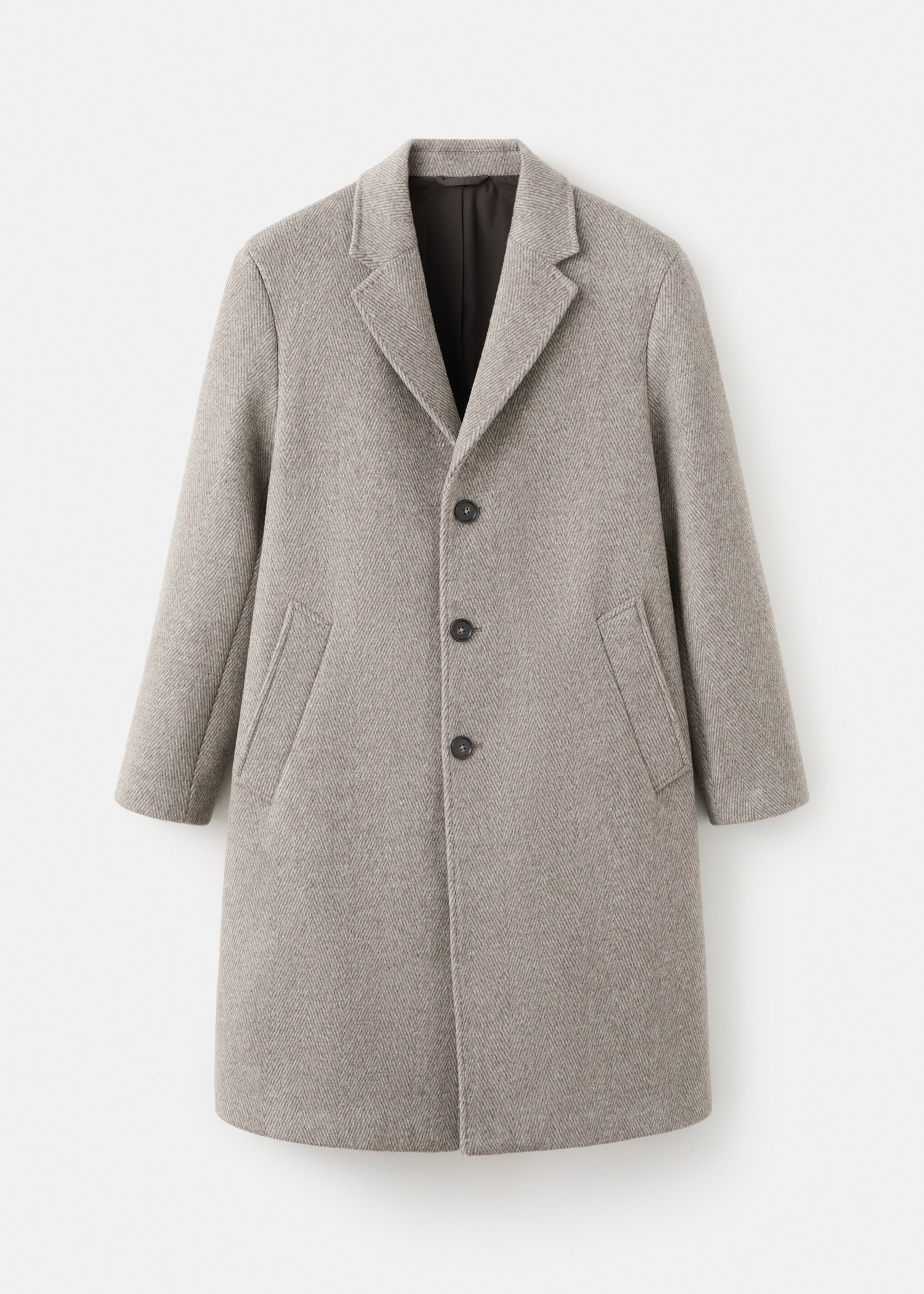 Herringbone structure wool coat - Article without model, Sand. Ref: 27071171-00.