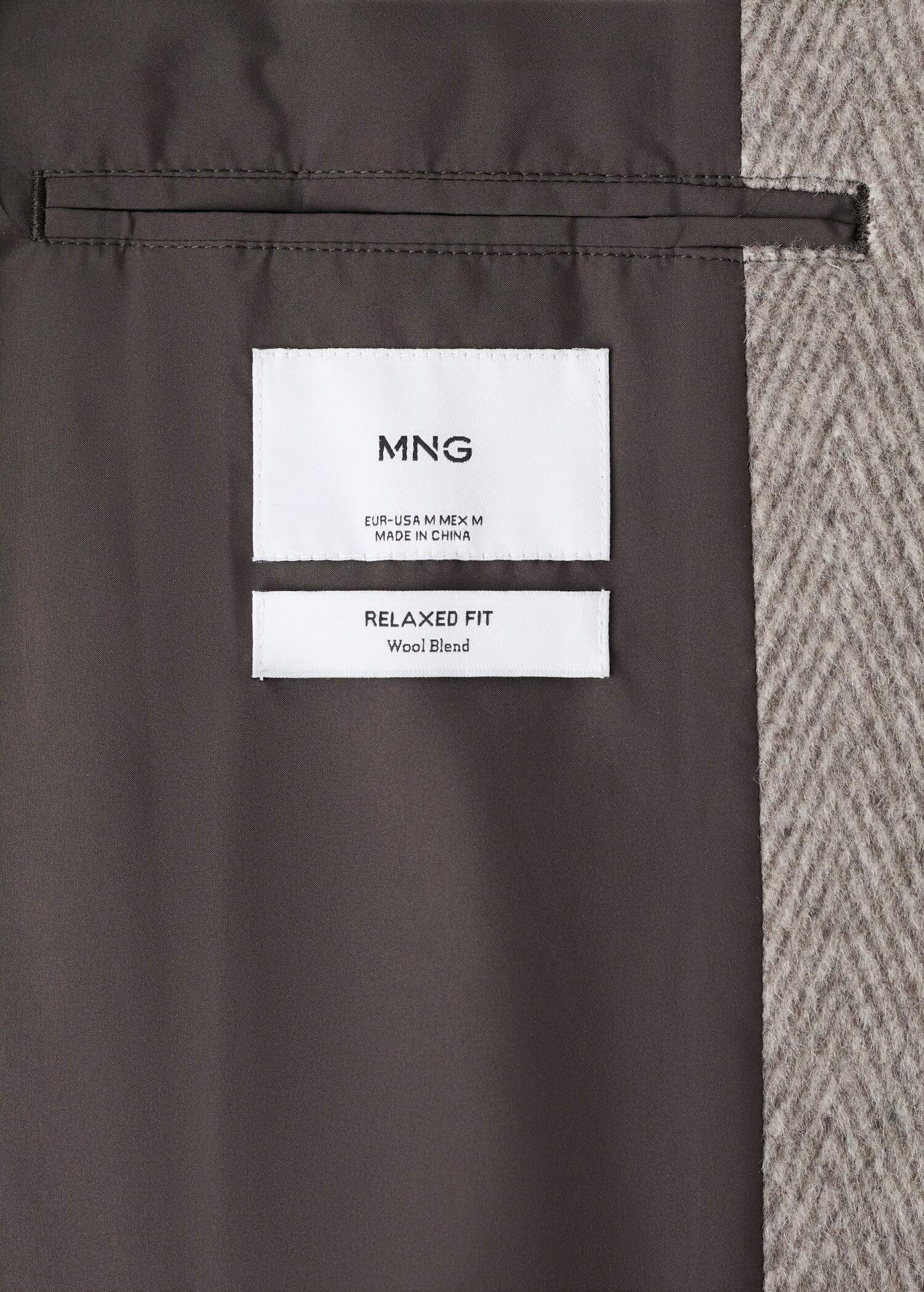 معطف من الصوف منتظم بنسيج متعرج - تفاصيل المنتج 0