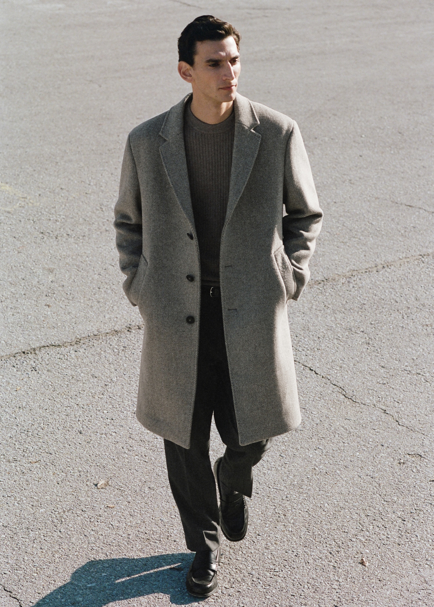 Herringbone structure wool coat - Details of the article 5